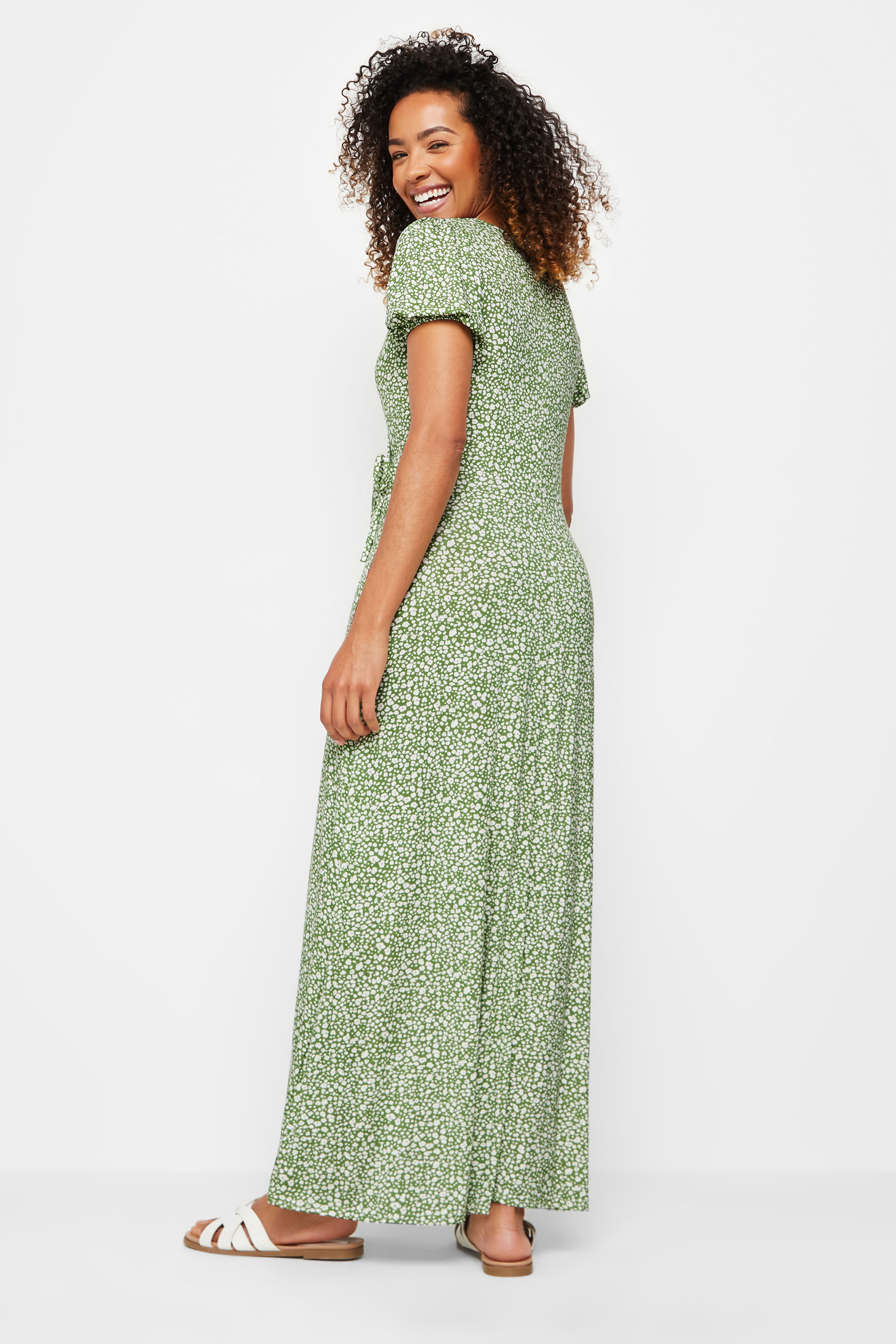 M&Co Green Ditsy Floral Print Maxi Dress | M&Co 3