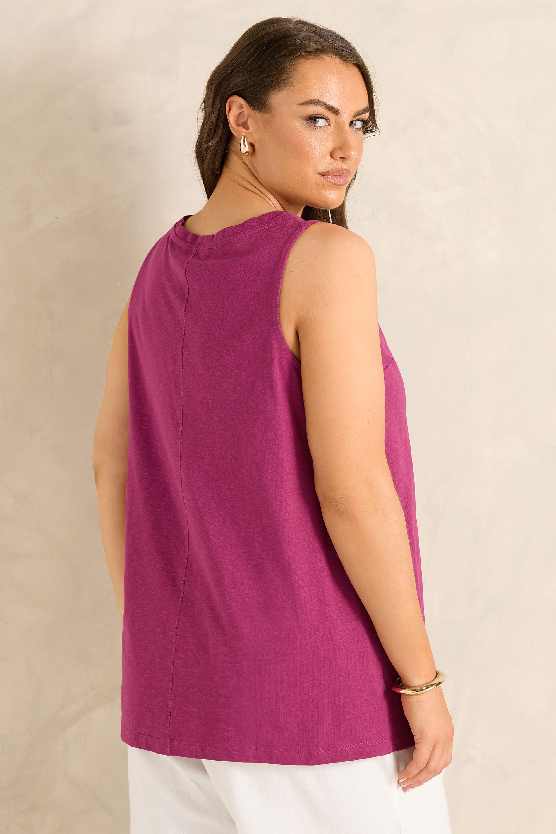 EVANS Plus Size Berry Red Premium Cotton Vest Top | Evans 2