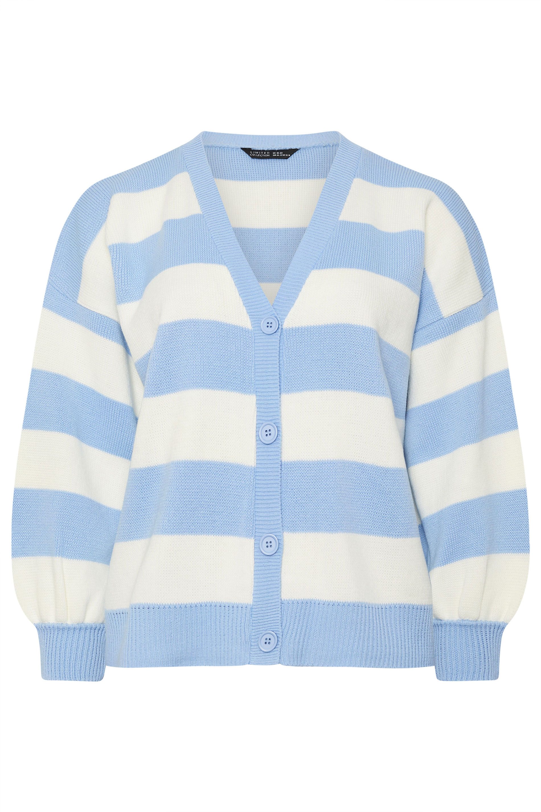 LIMITED COLLECTION Plus Size Blue & White Stripe Knitted Cardigan | Yours Clothing 5