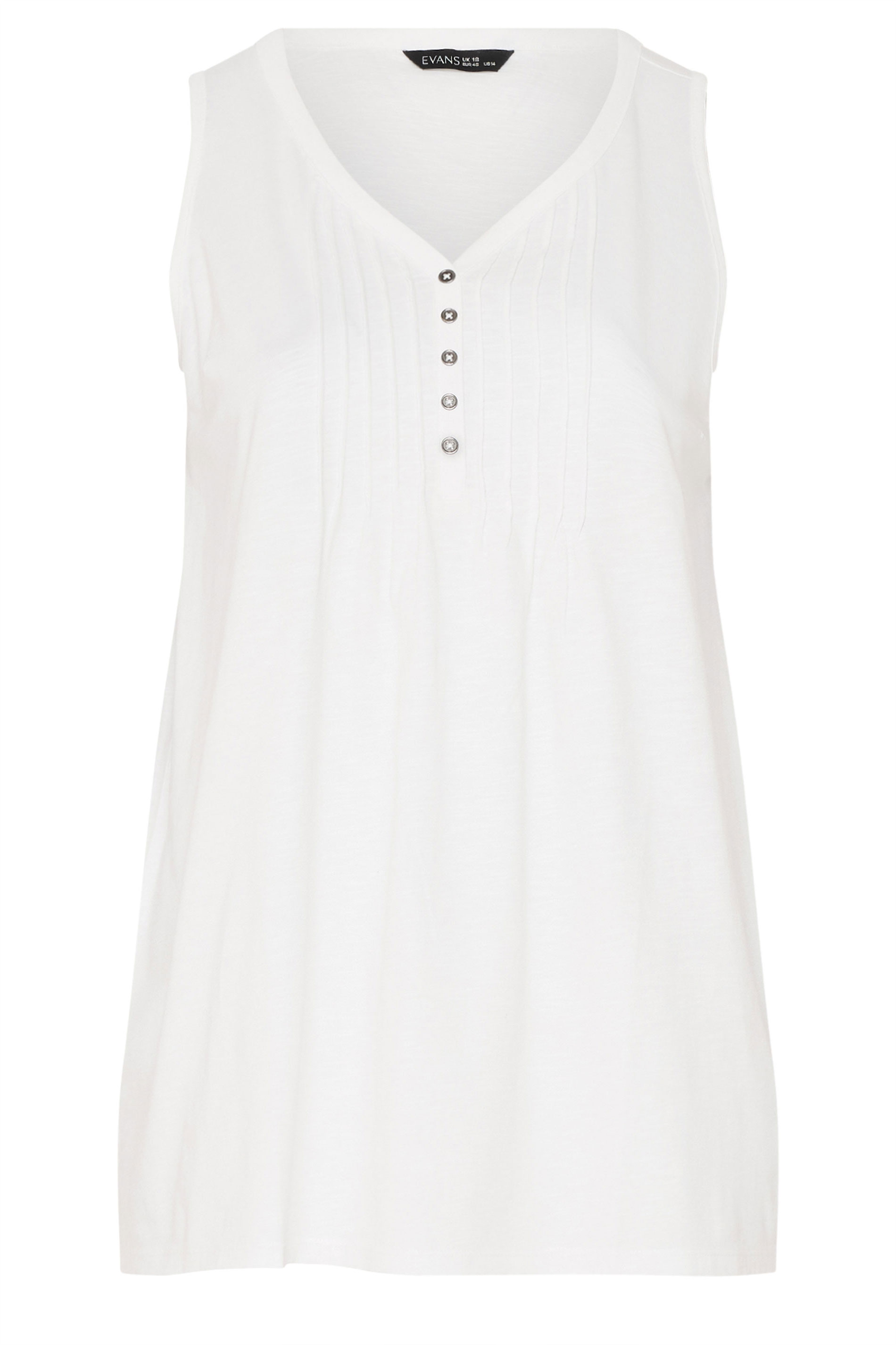 EVANS Plus Size White Sleeveless Henley Top | Evans 5