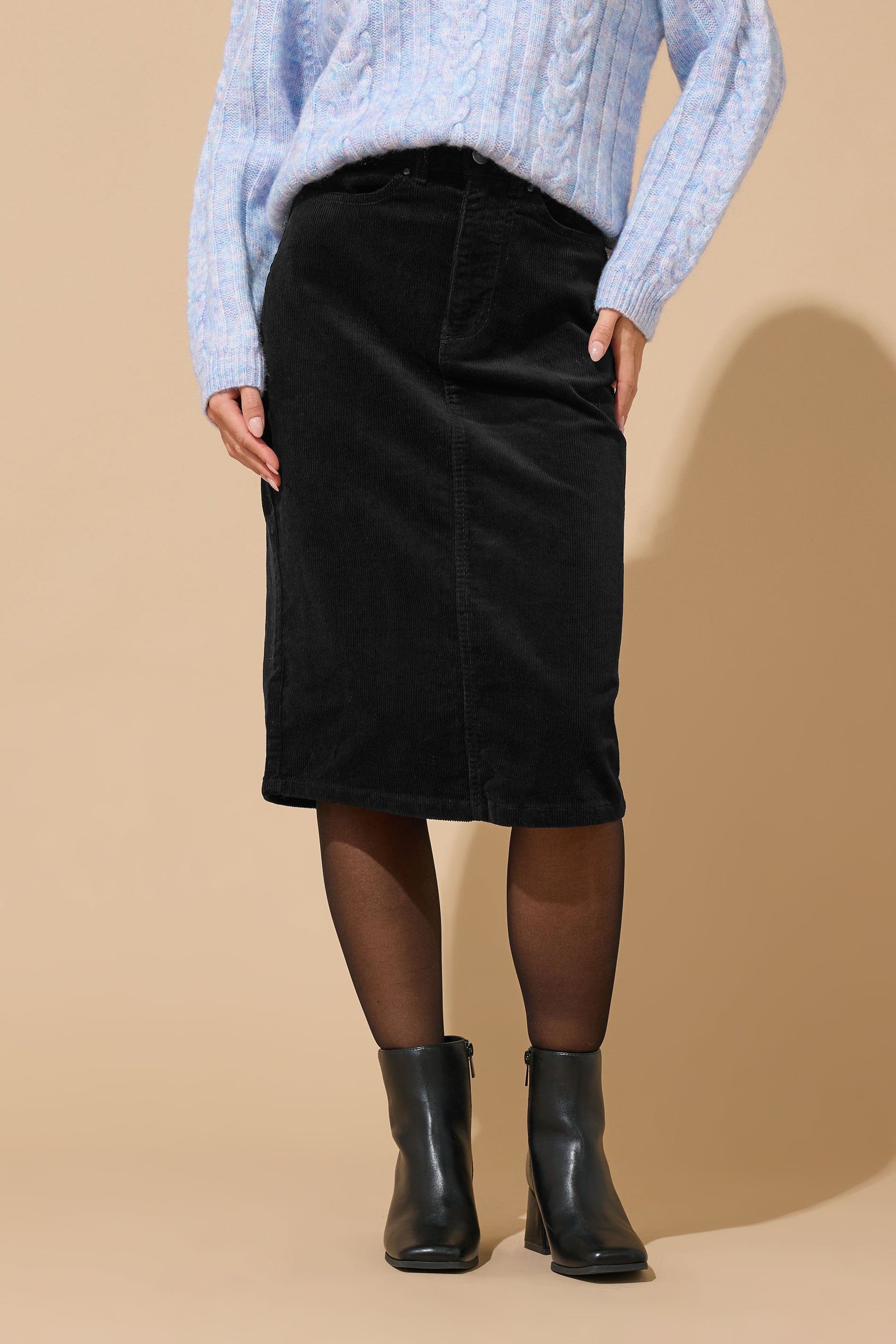 M&Co Petite Black Cord Midi Skirt | M&Co 3