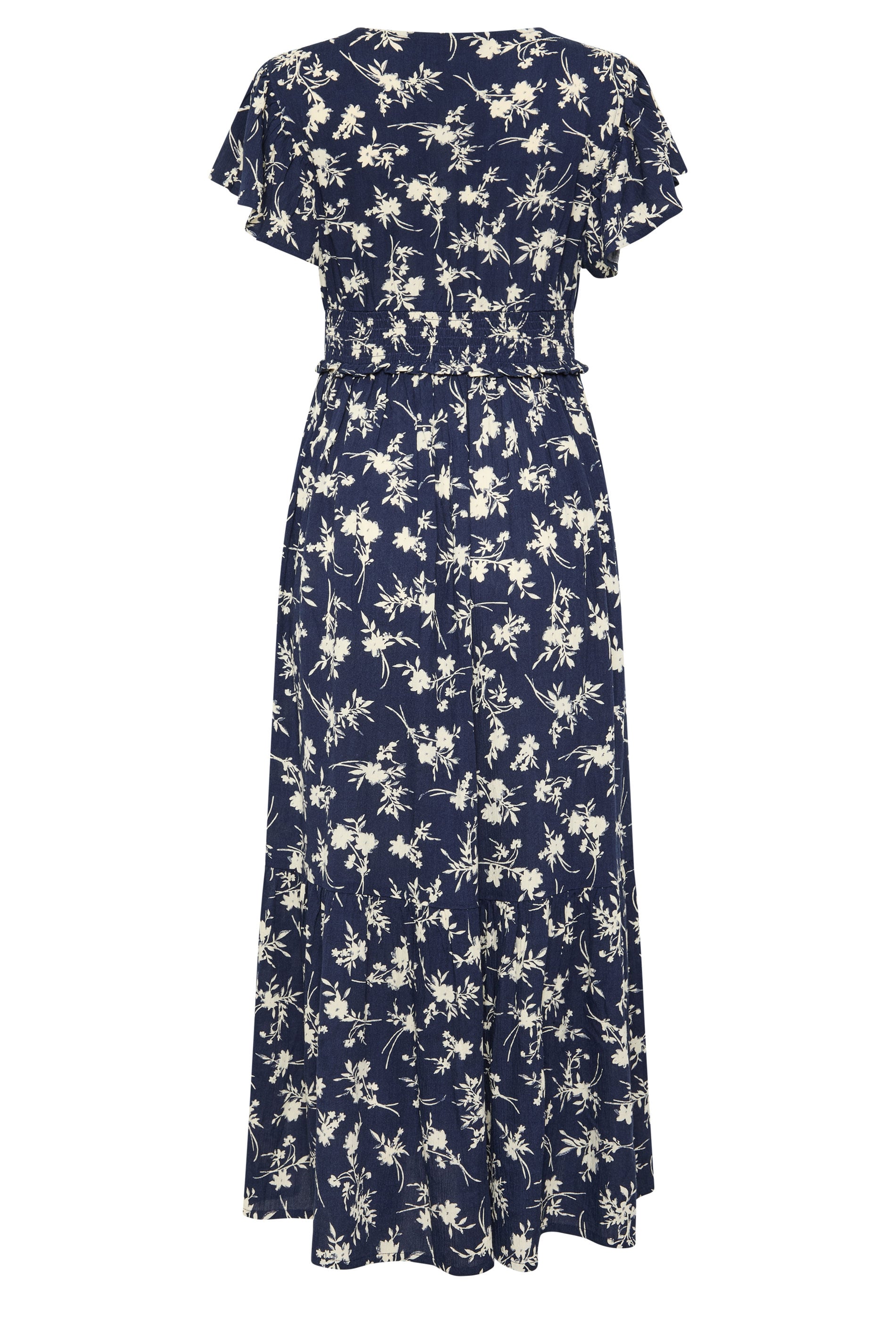 M&Co Navy Blue Floral Print Shirred Waist Maxi Dress | M&Co 6