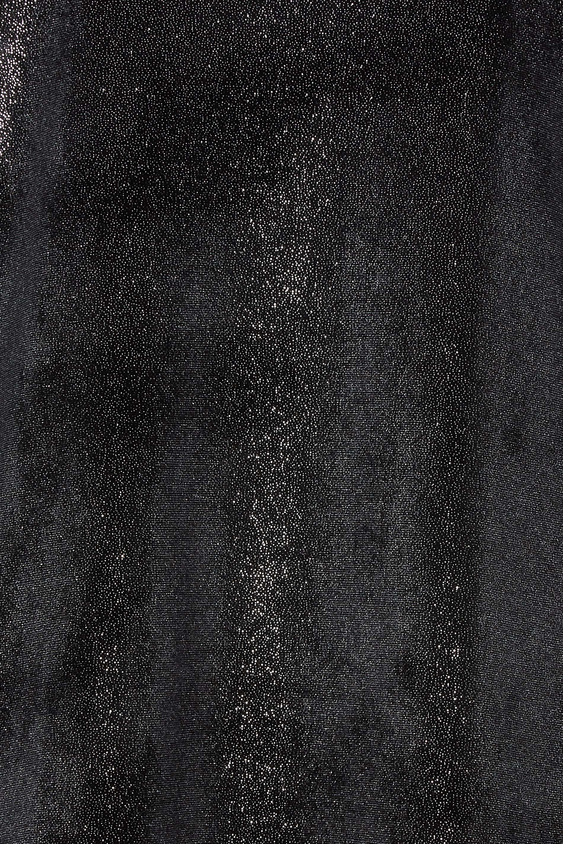 M&Co Black Glitter Velvet Touch Ruched Sleeve Blouse | M&Co 5