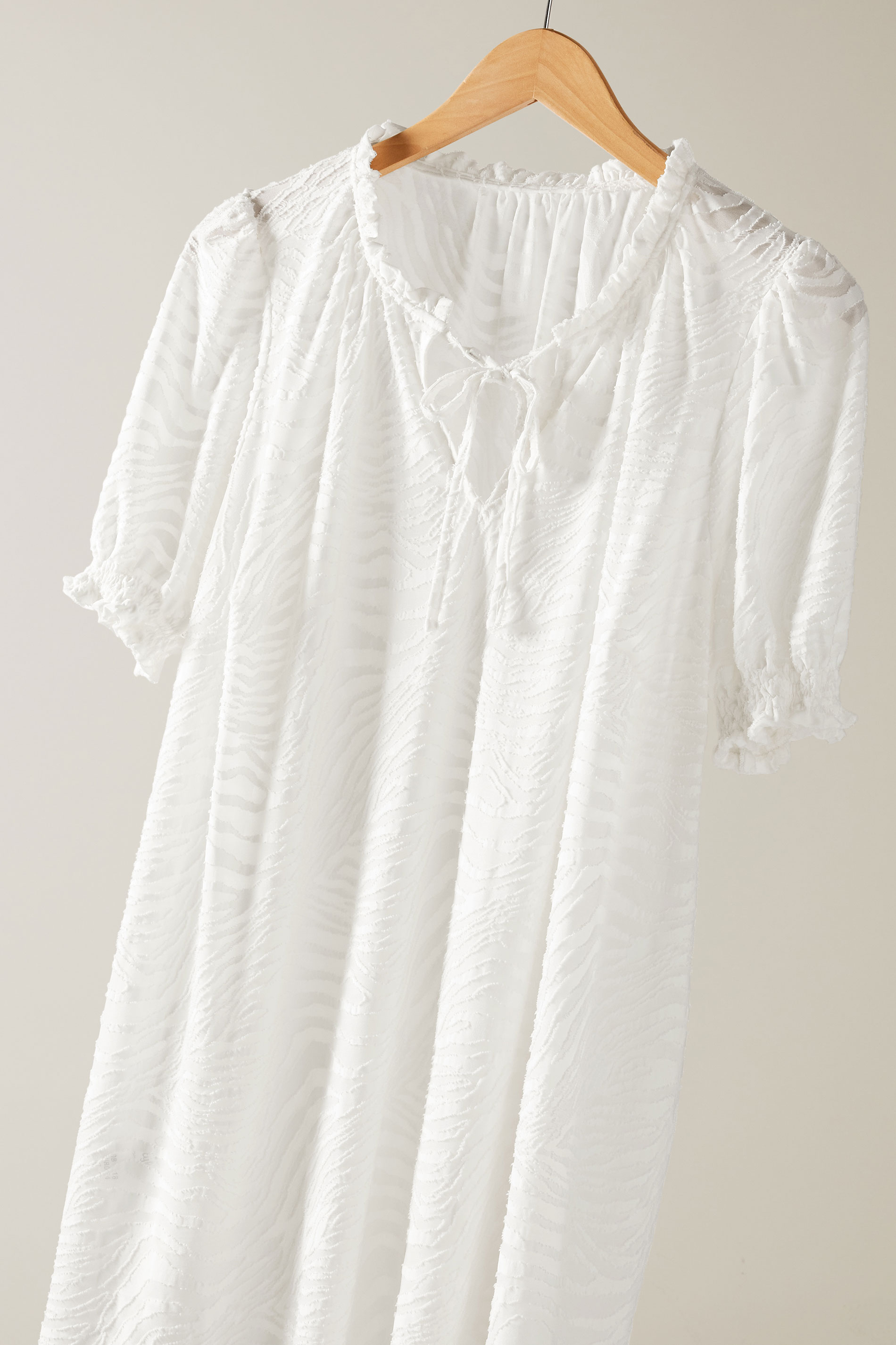 EVANS Plus Size White Burnout Print Tie Neck Blouse | Evans 8