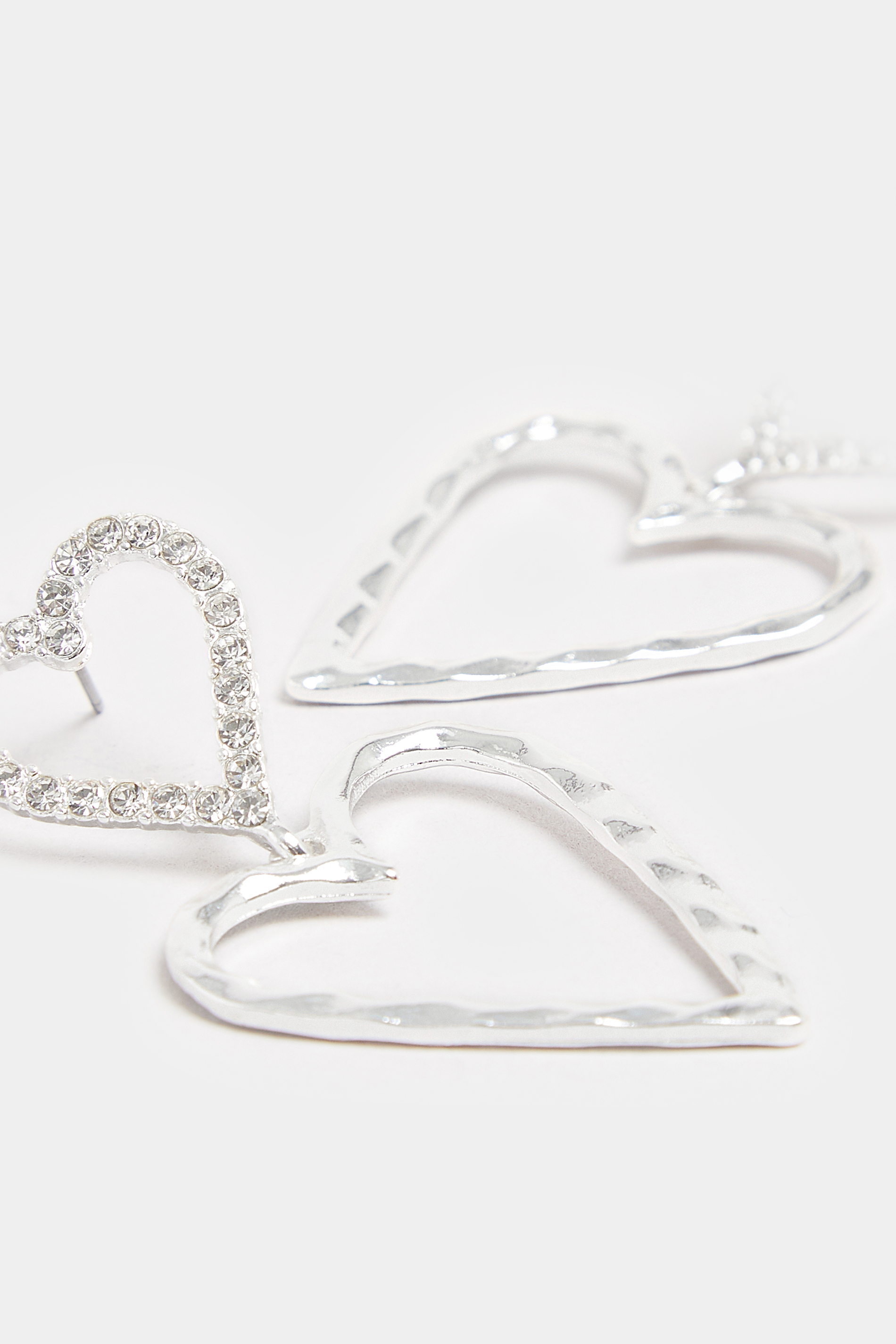 Silver Tone Diamante Heart Drop Earrings | Yours Clothing 3