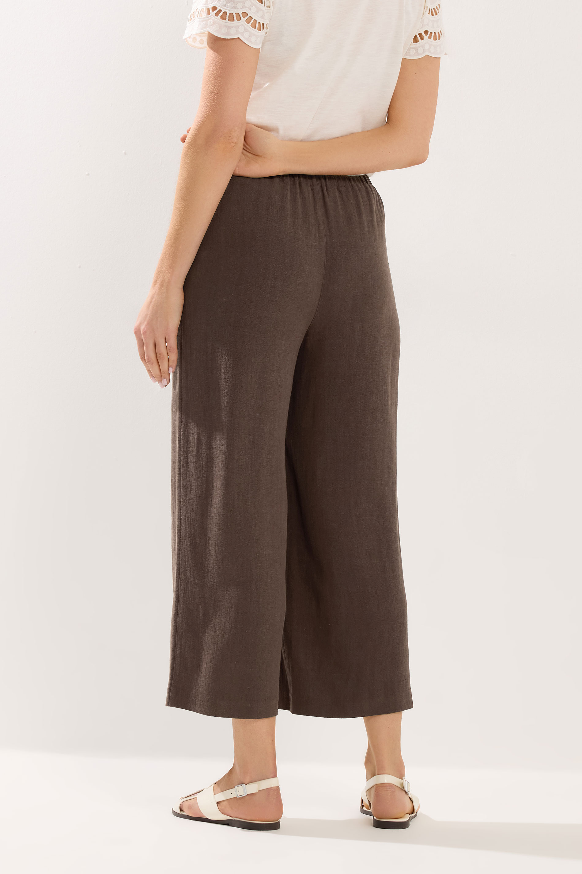 LTS Tall Women's Chocolate Brown Linen Cropped Trousers | Long Tall Sally 4