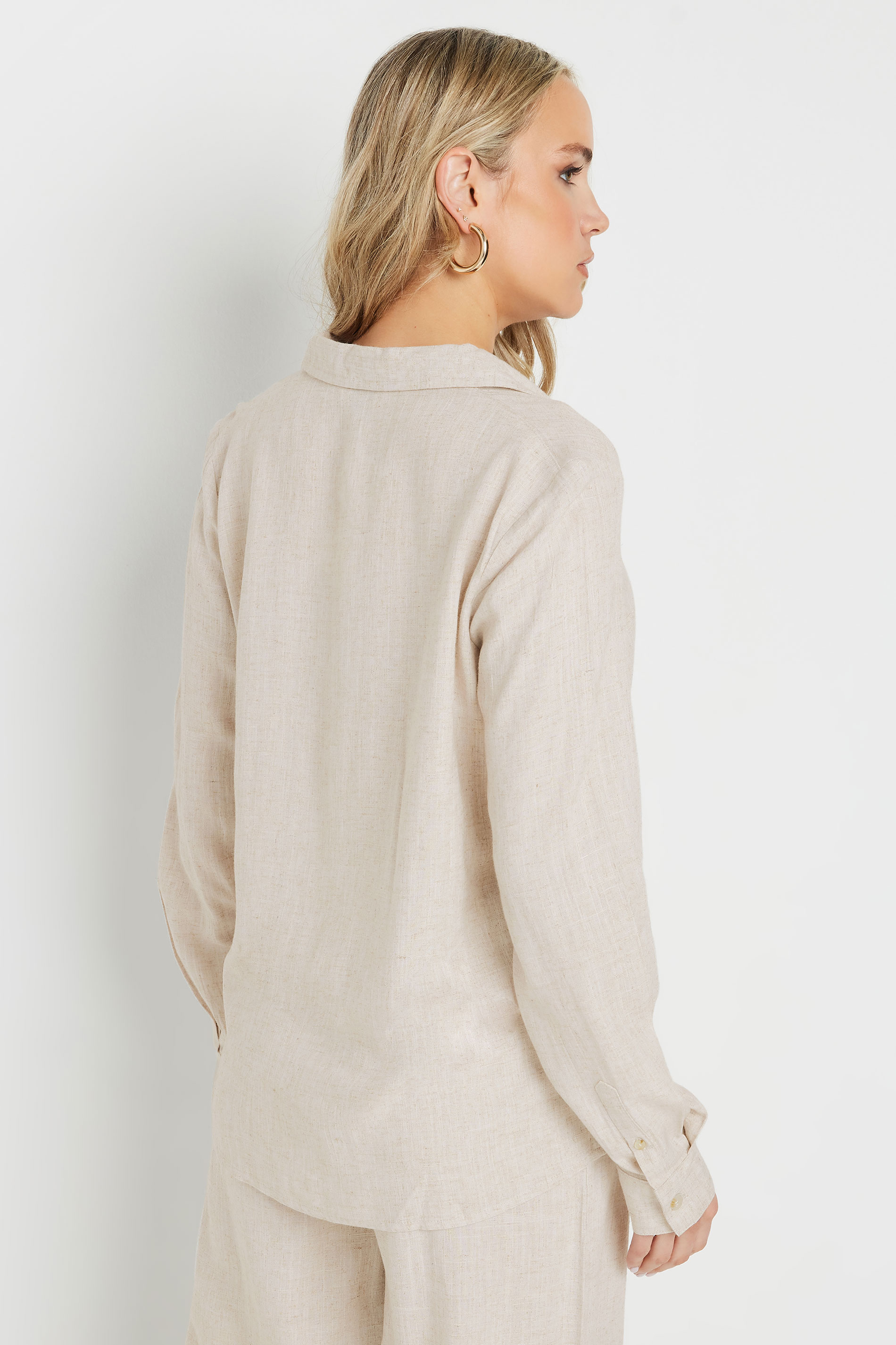 LTS Tall Stone Brown Linen Oversized Long Sleeve Shirt | Long Tall Sally 5