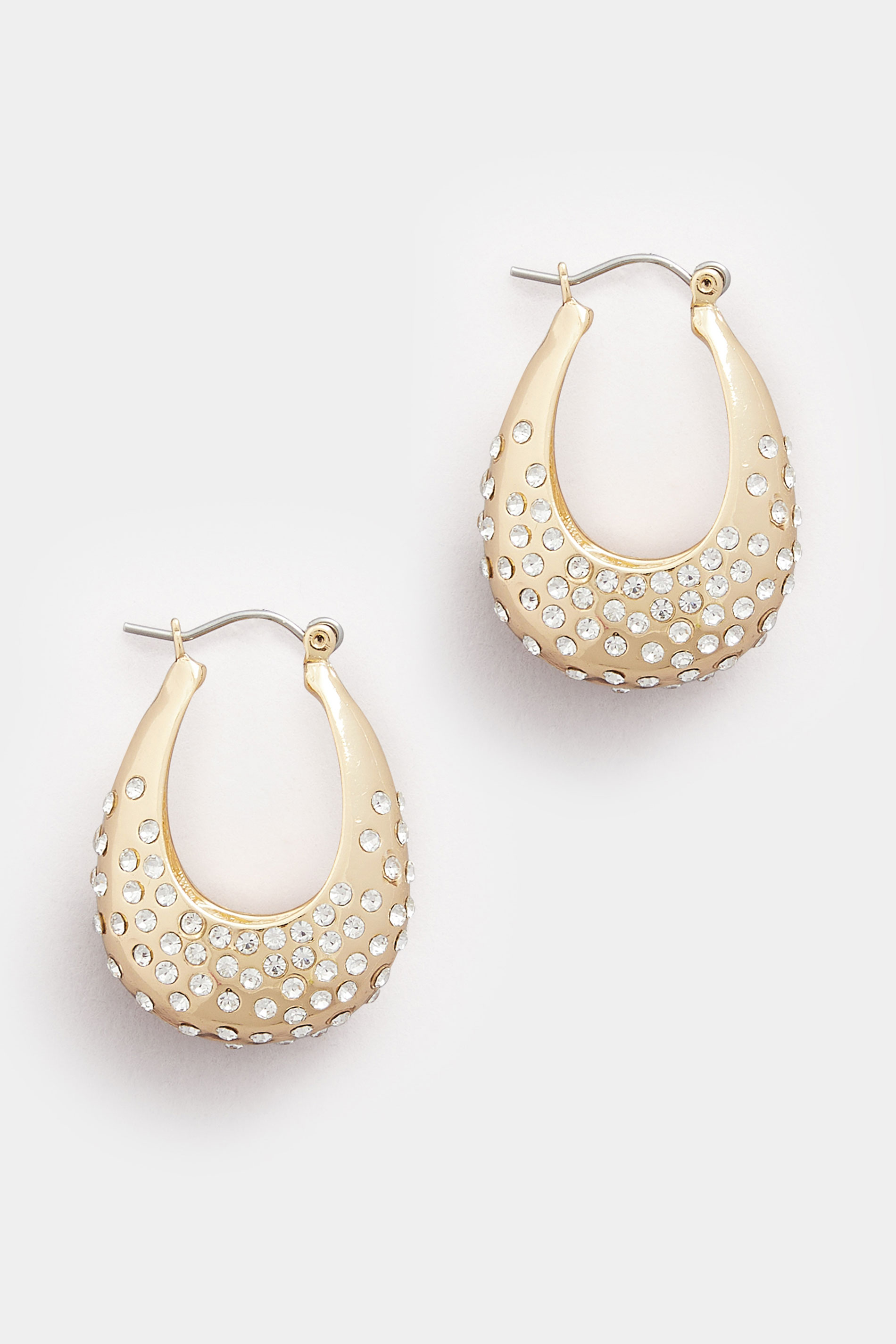 Gold Tone Diamante Hoop Earrings | Yours Clothing 3
