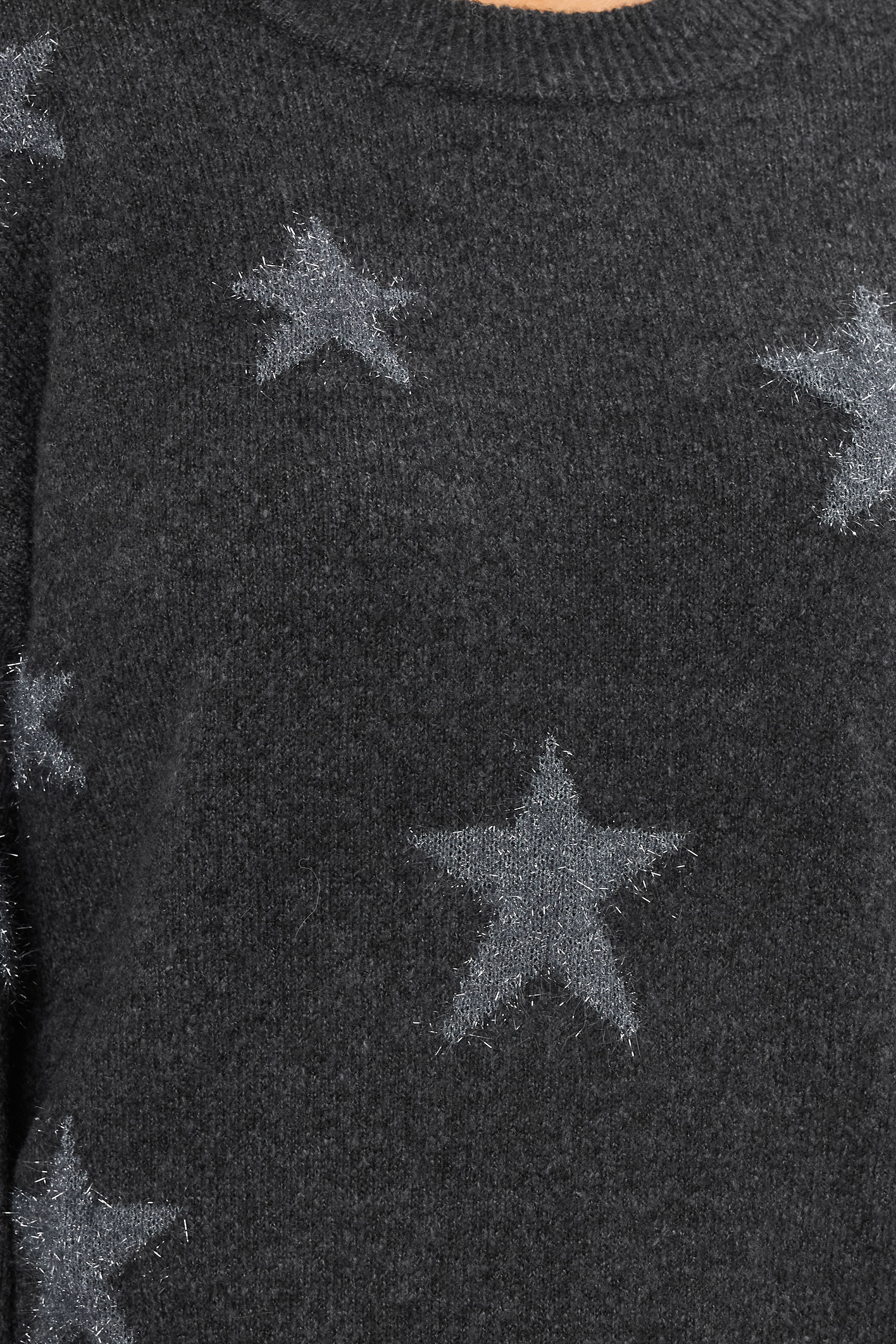 EVANS Plus Size Grey Star Tinsel Detail Jumper | Evans 4