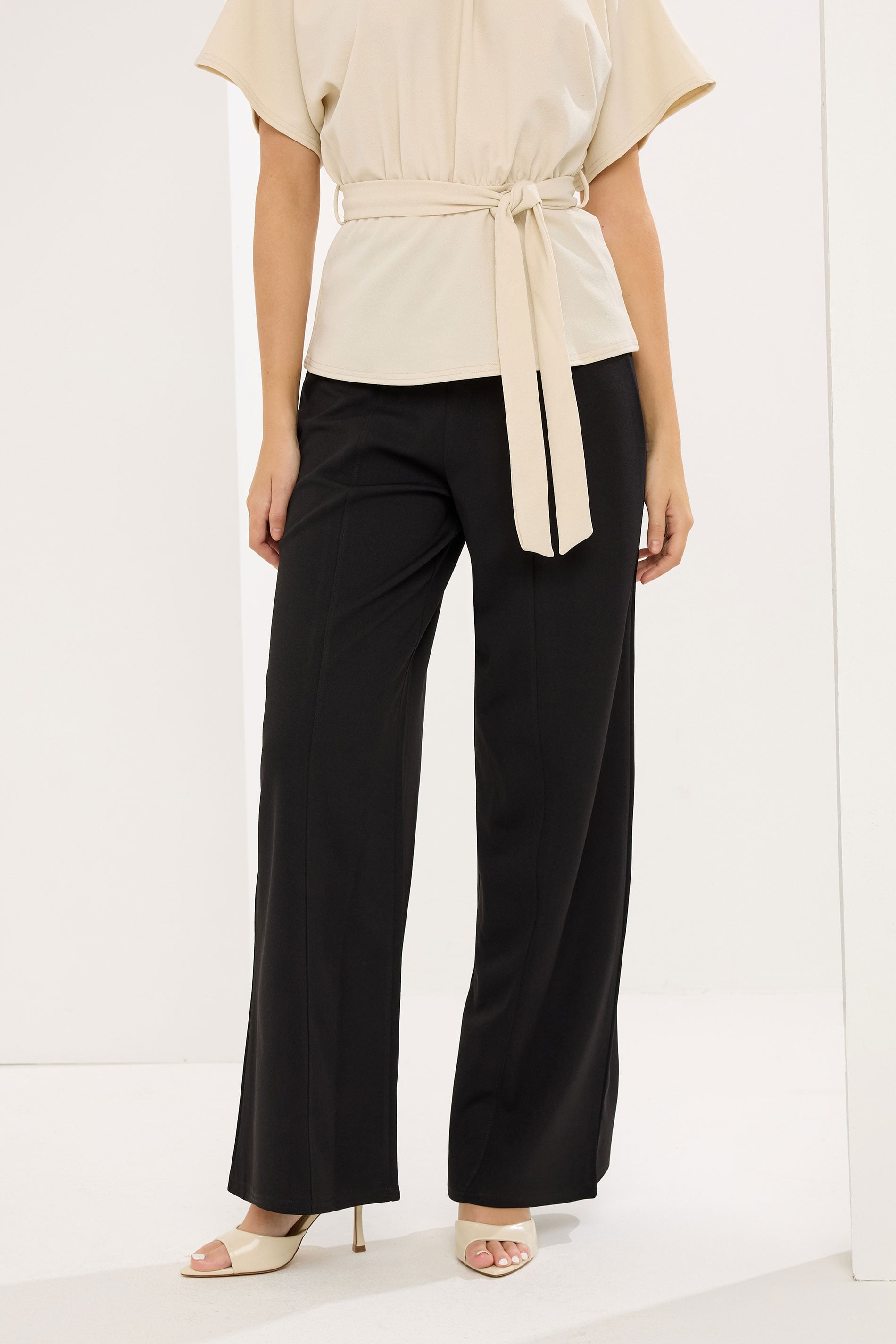 STAR Black Seam Detail Wide Leg Trousers | StarByJM 1