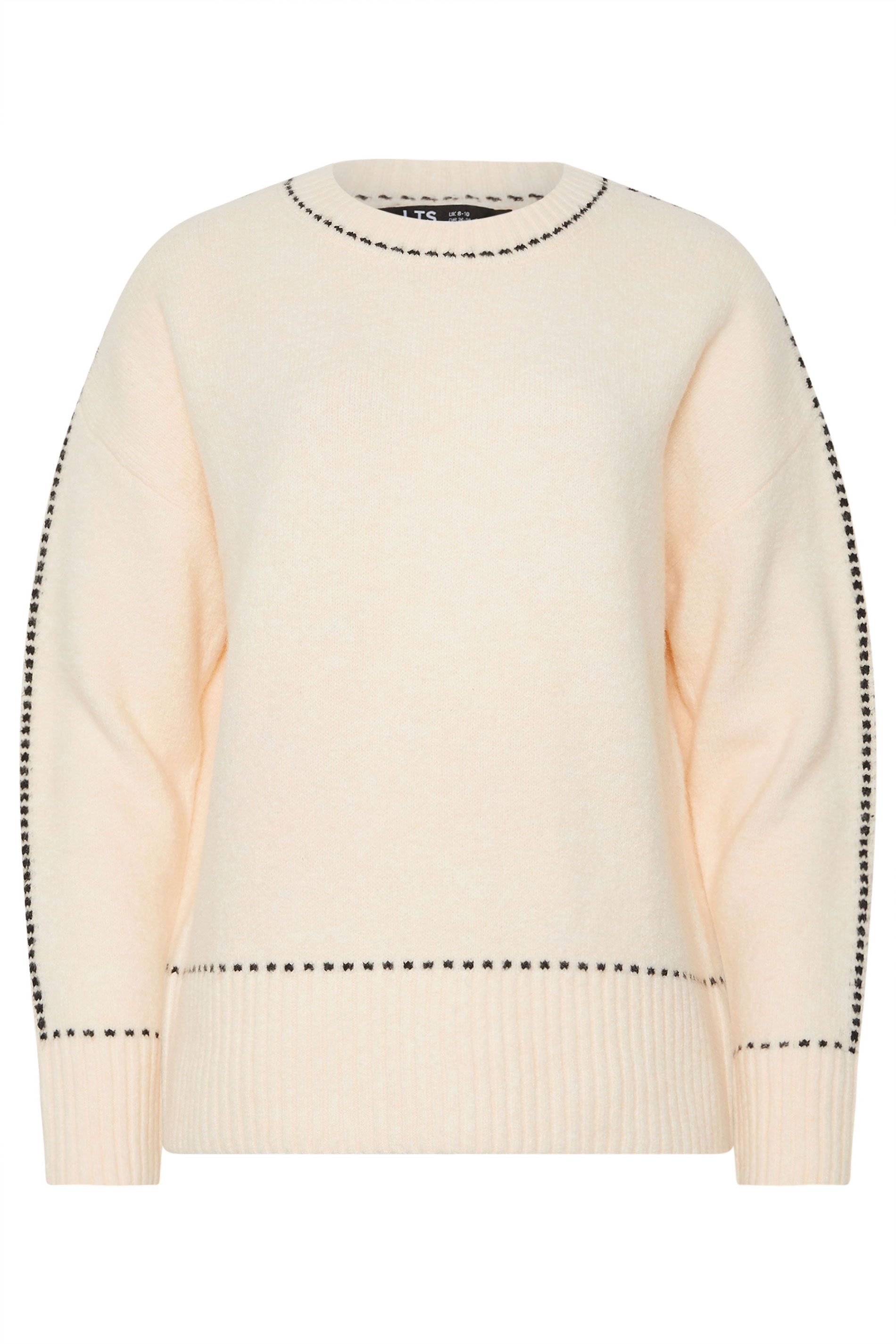 LTS Tall Ivory White Stitch Detail Jumper | Long Tall Sally 5