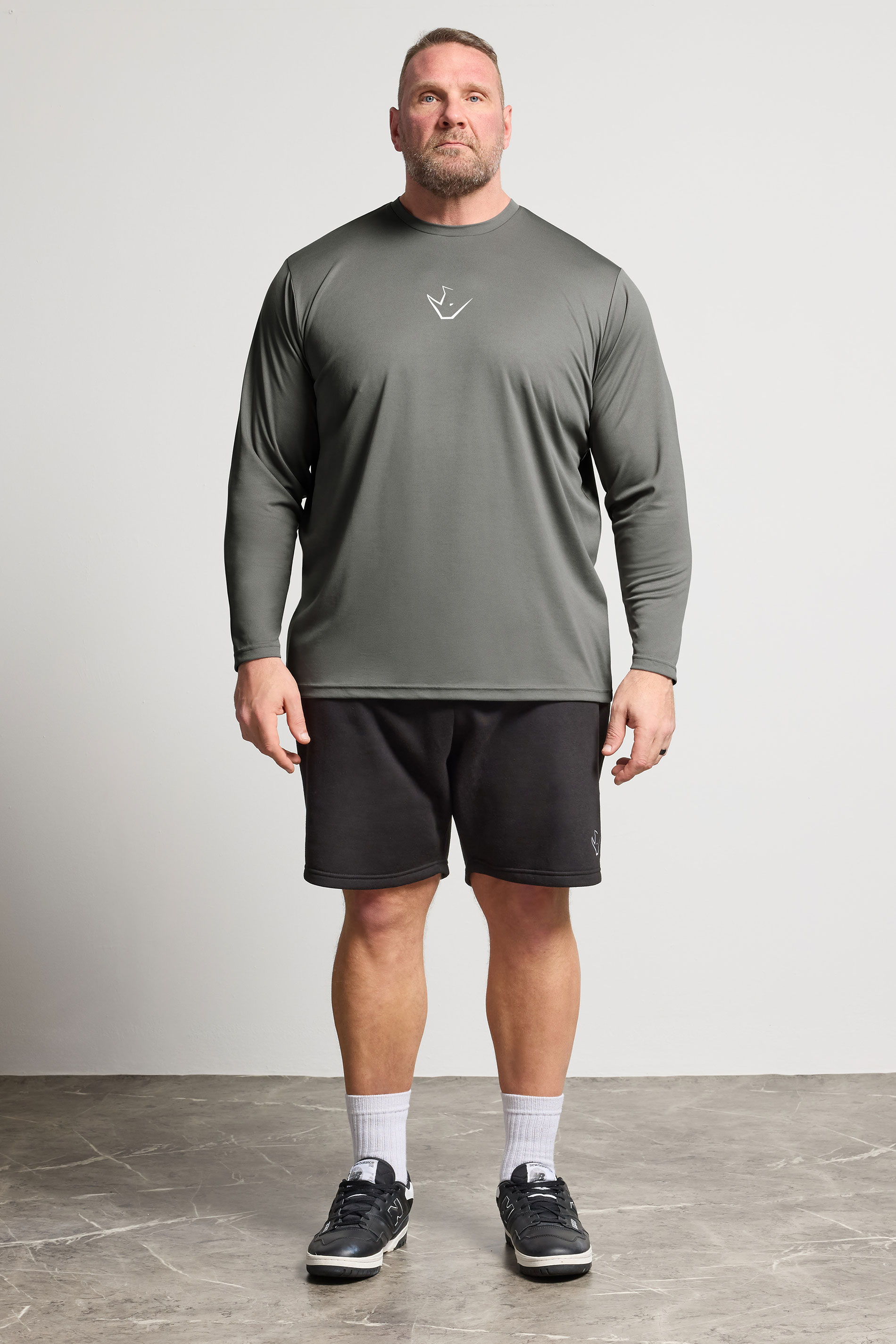 IronRhino Big & Tall Grey Performance Long Sleeve T-Shirt | BadRhino 1
