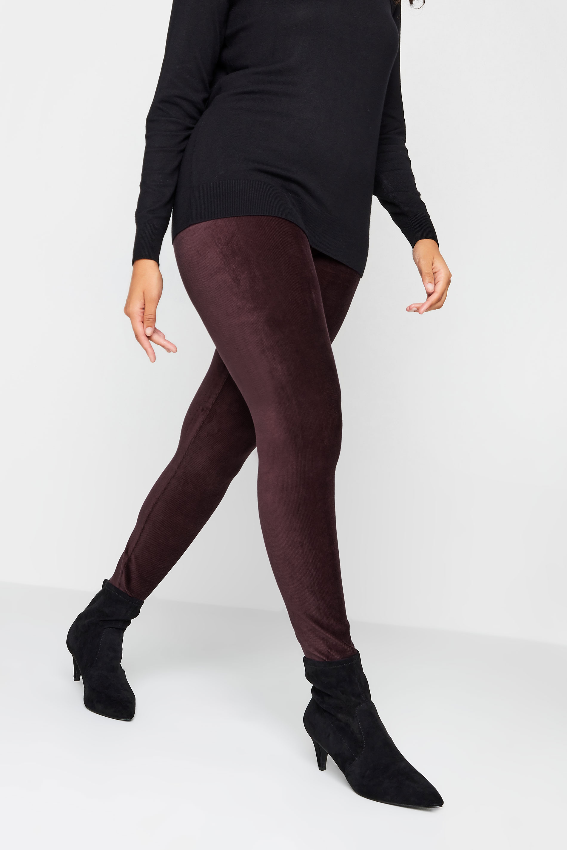 M&Co Berry Red Cord Stretch Leggings | M&Co 1