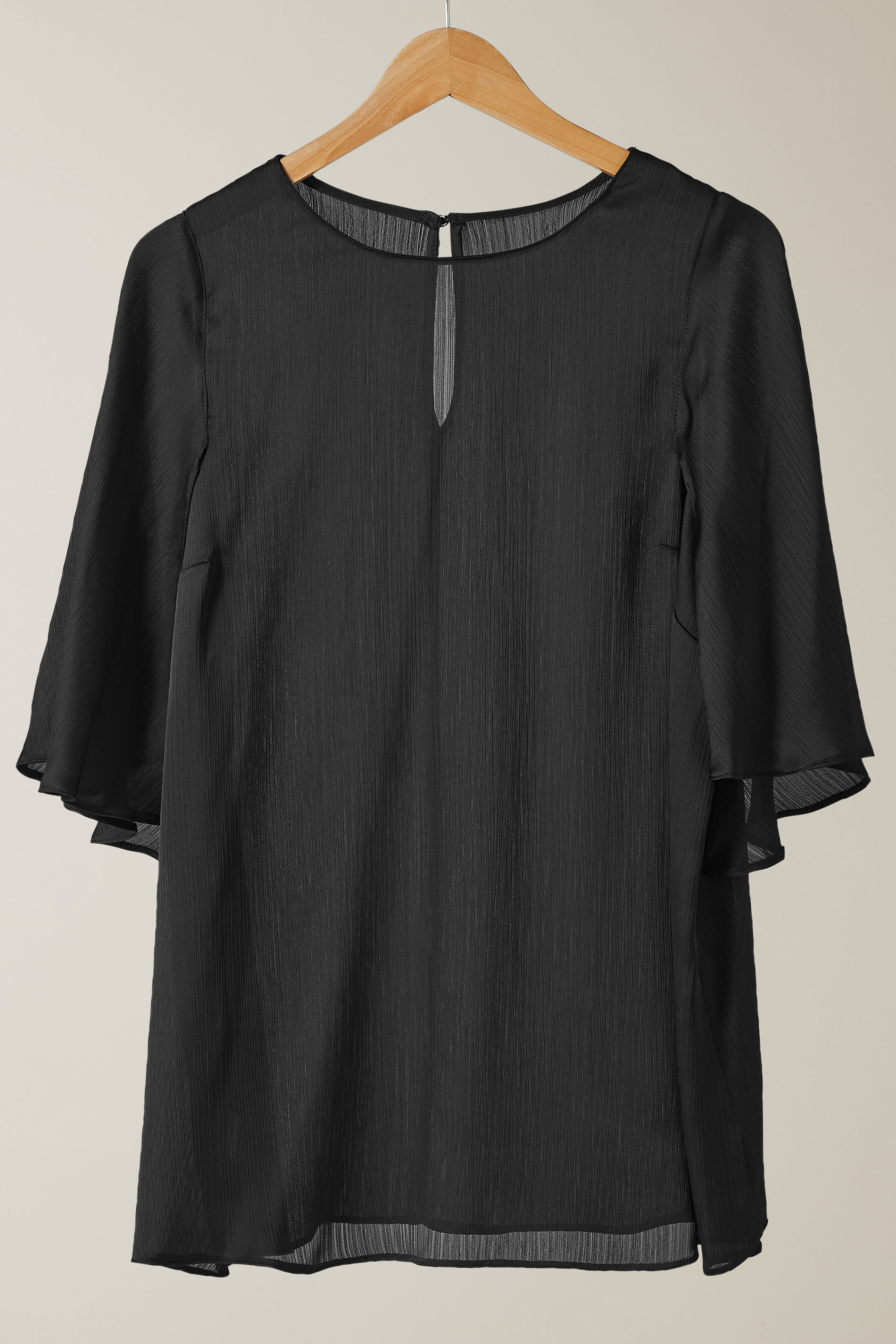 EVANS Plus Size Black Angel Sleeve Blouse | Evans 5
