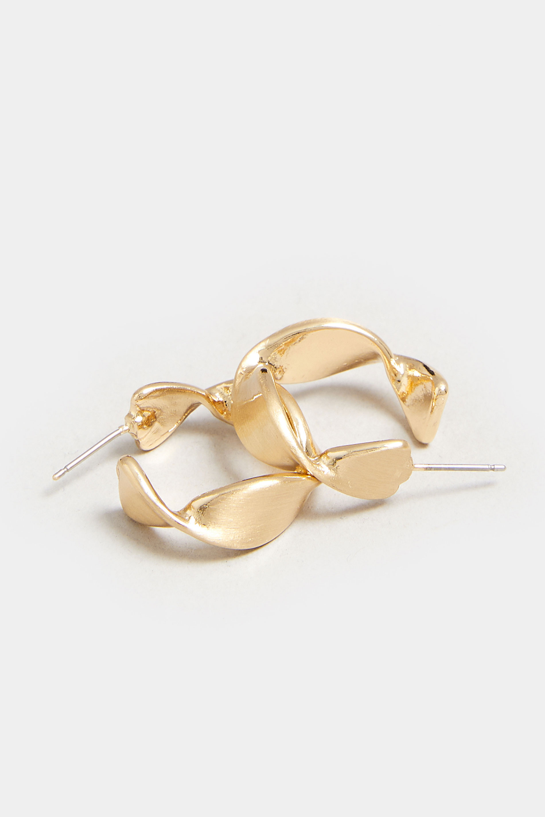 Gold Tone Twist Hoop Earrings | Yours Clothing 2