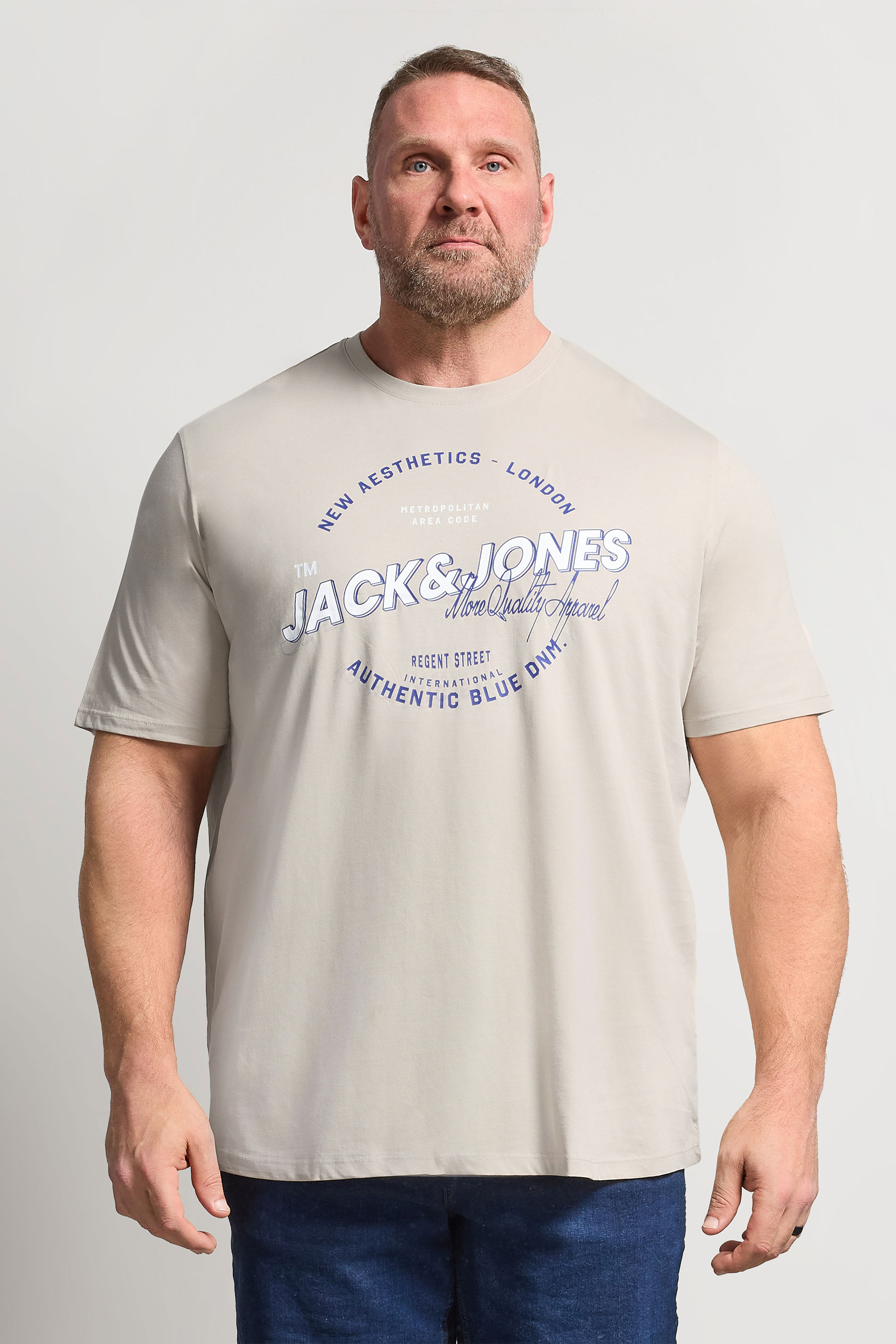 JACK & JONES Big & Tall Moonbeam White Graphic T-Shirt | BadRhino 3
