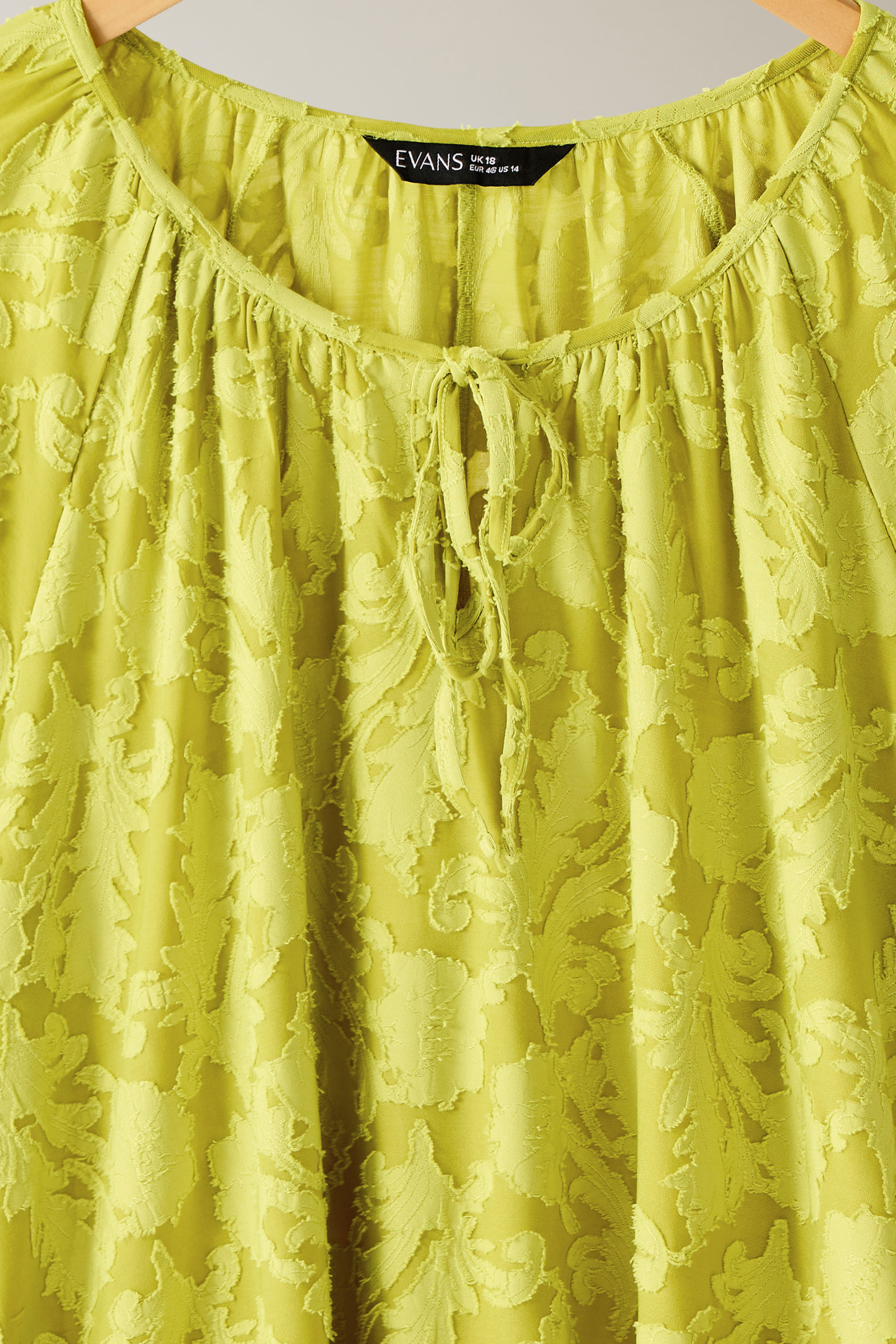 EVANS Plus Size Chartreuse Green Floral Burnout Blouse | Evans 7