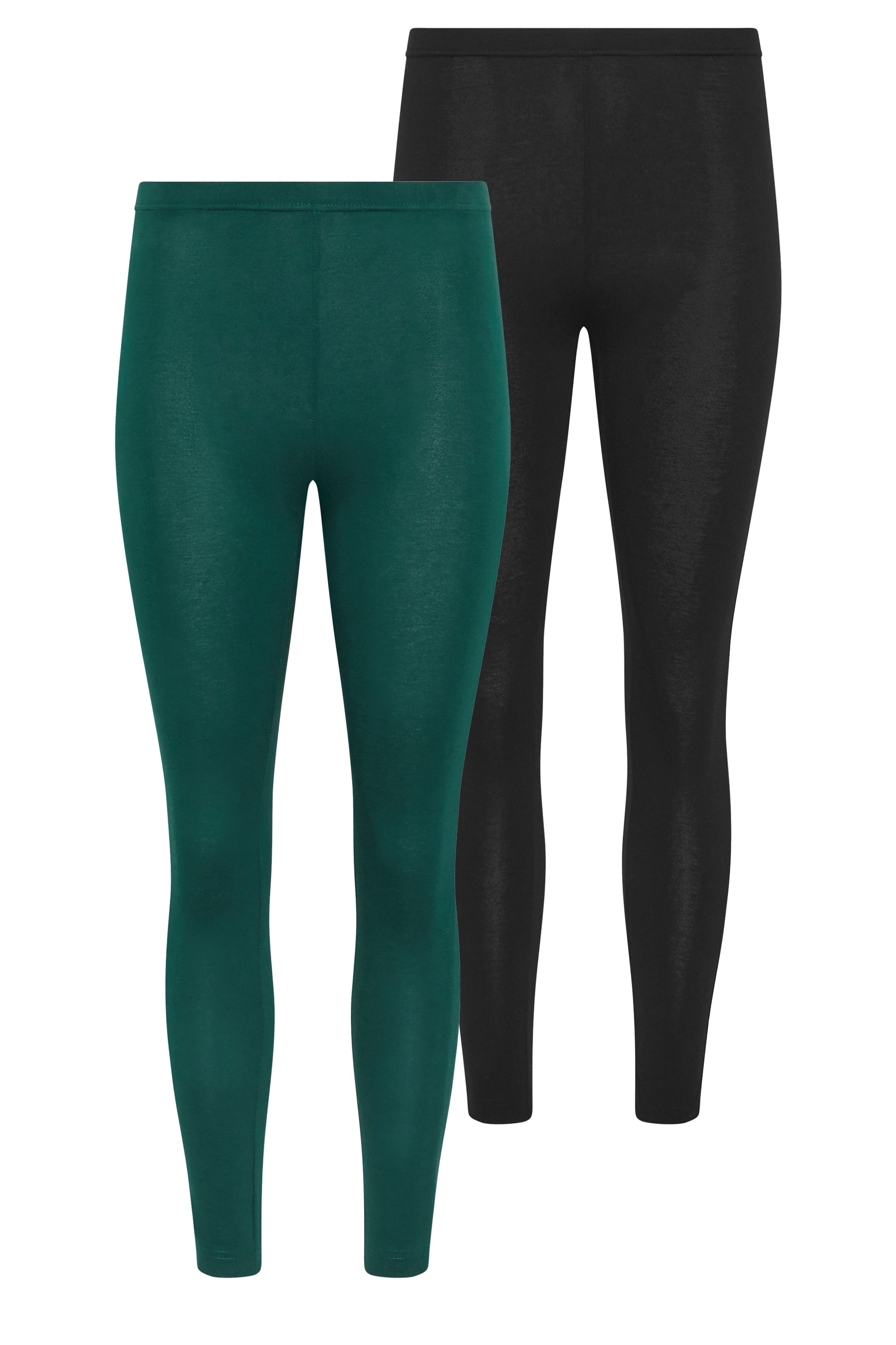 PixieGirl Petite Women's 2 PACK Forest Green & Black Cotton Leggings | PixieGirl 3