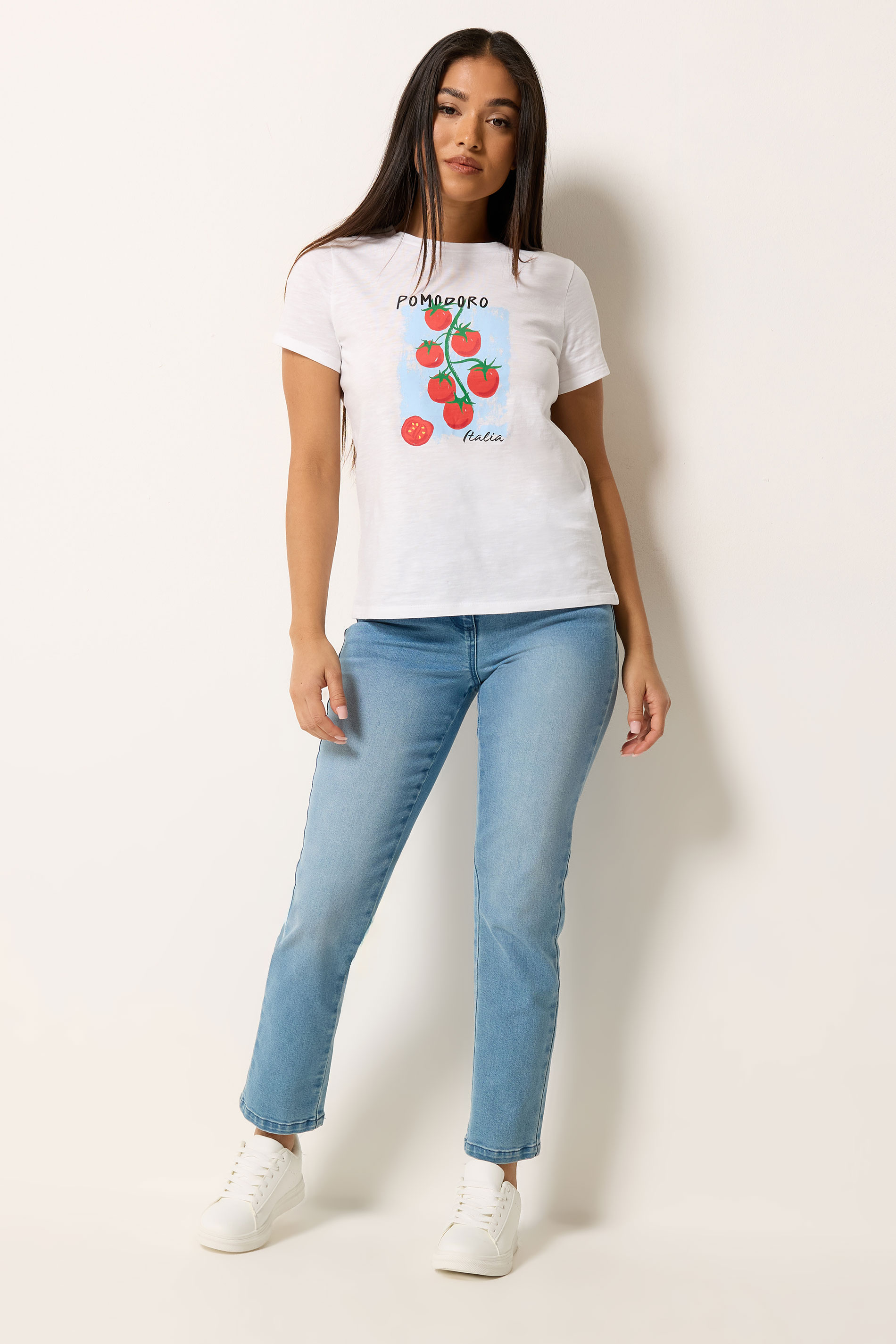 M&Co Petite White 'Pomodoro Italia' Graphic Print Cotton T-Shirt | M&Co 2