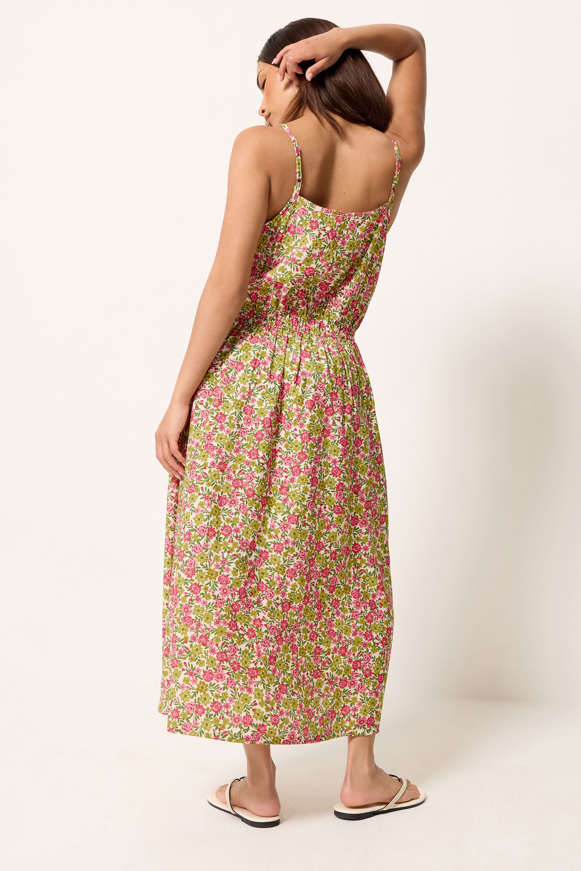 PixieGirl Petite Women's Pink Floral Midi Dress | PixieGirl 2