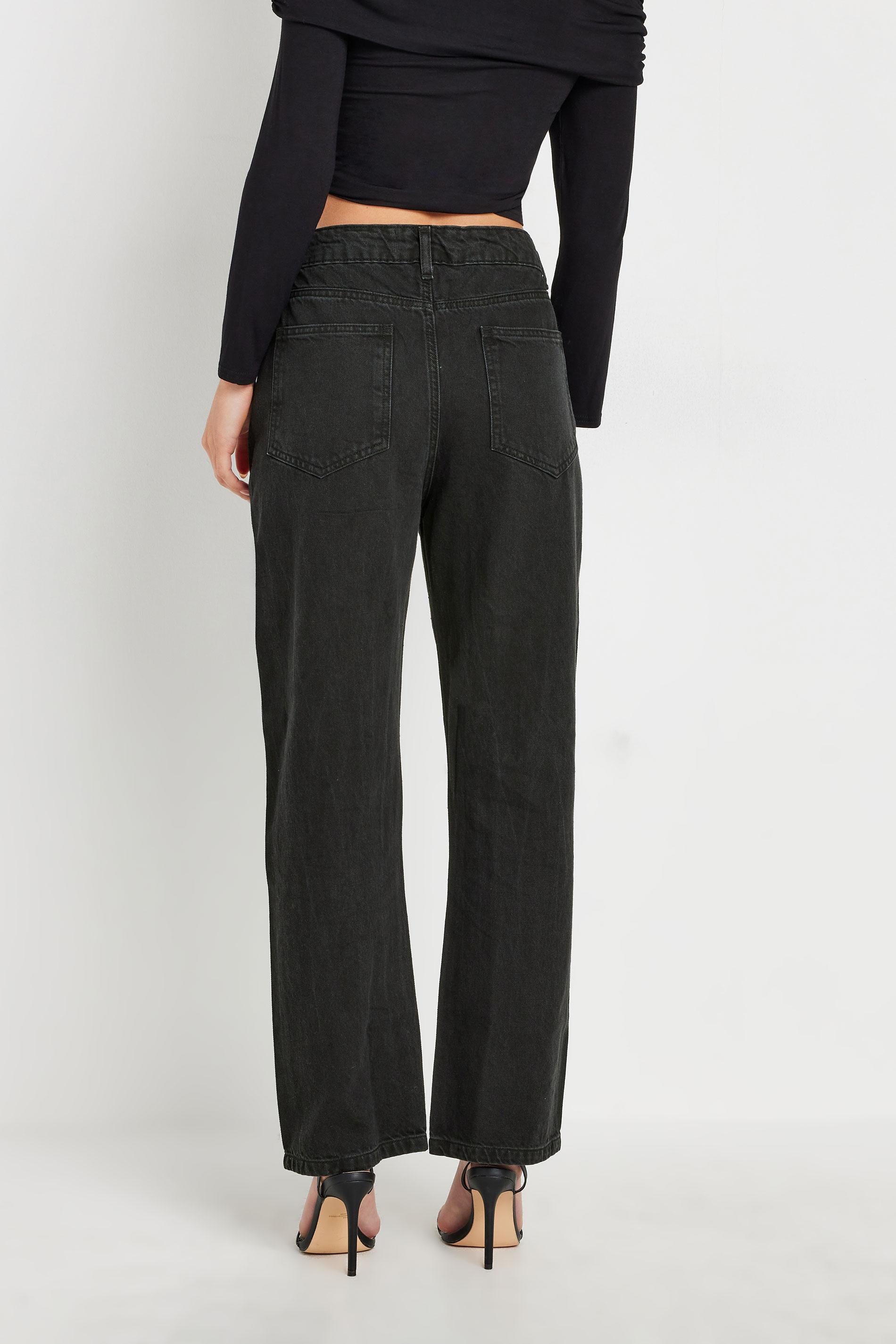 PixieGirl Petite Women's Black Studded Straight Leg Jeans | PixieGirl 2