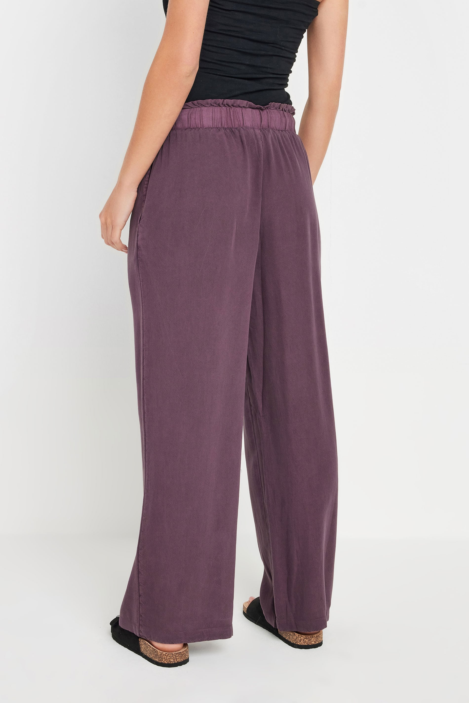 PixieGirl Petite Women's Purple Acid Wash Wide Leg Trousers | PixieGirl 2