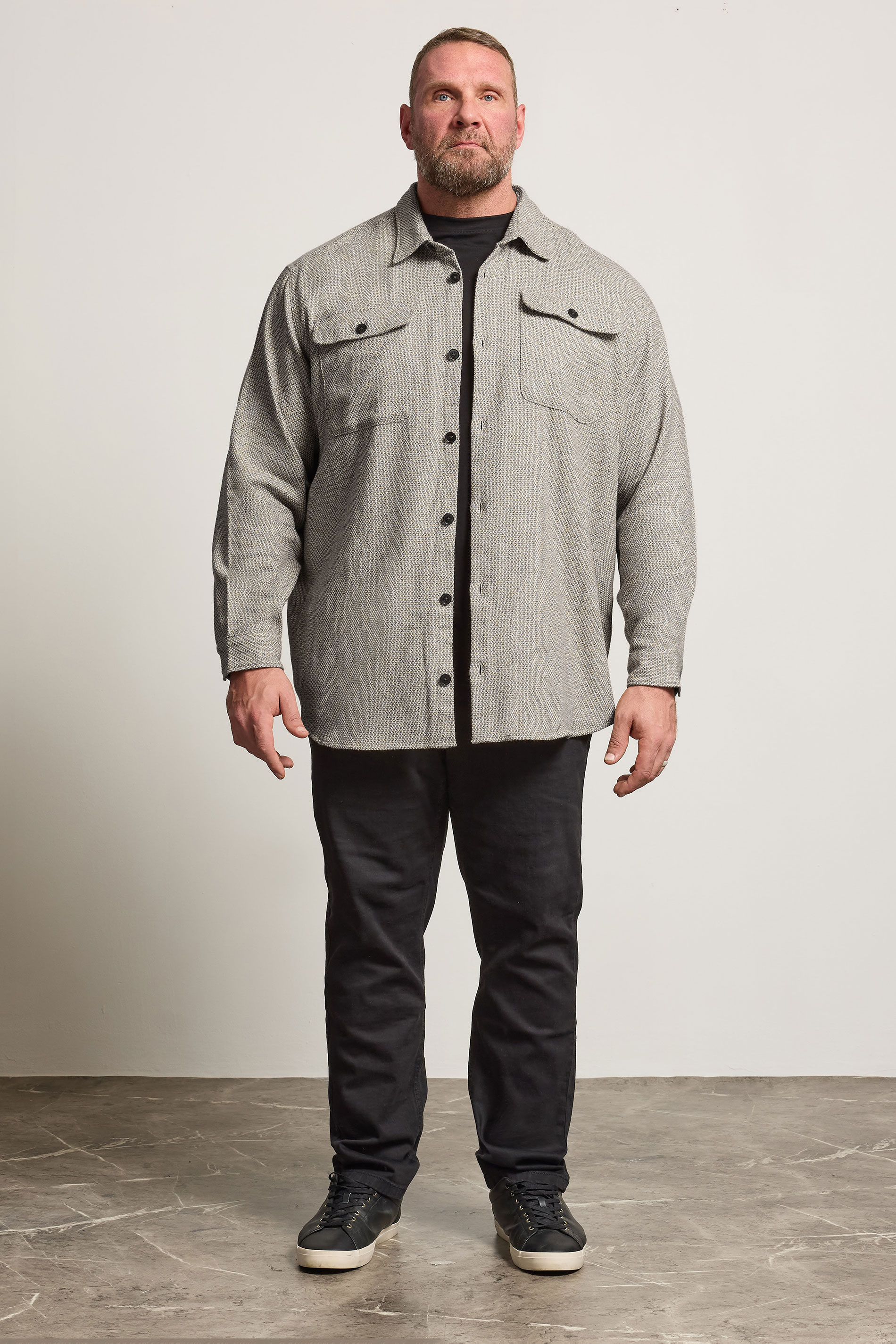 JACK & JONES Big & Tall Brown Woven Check Overshirt | BadRhino 1