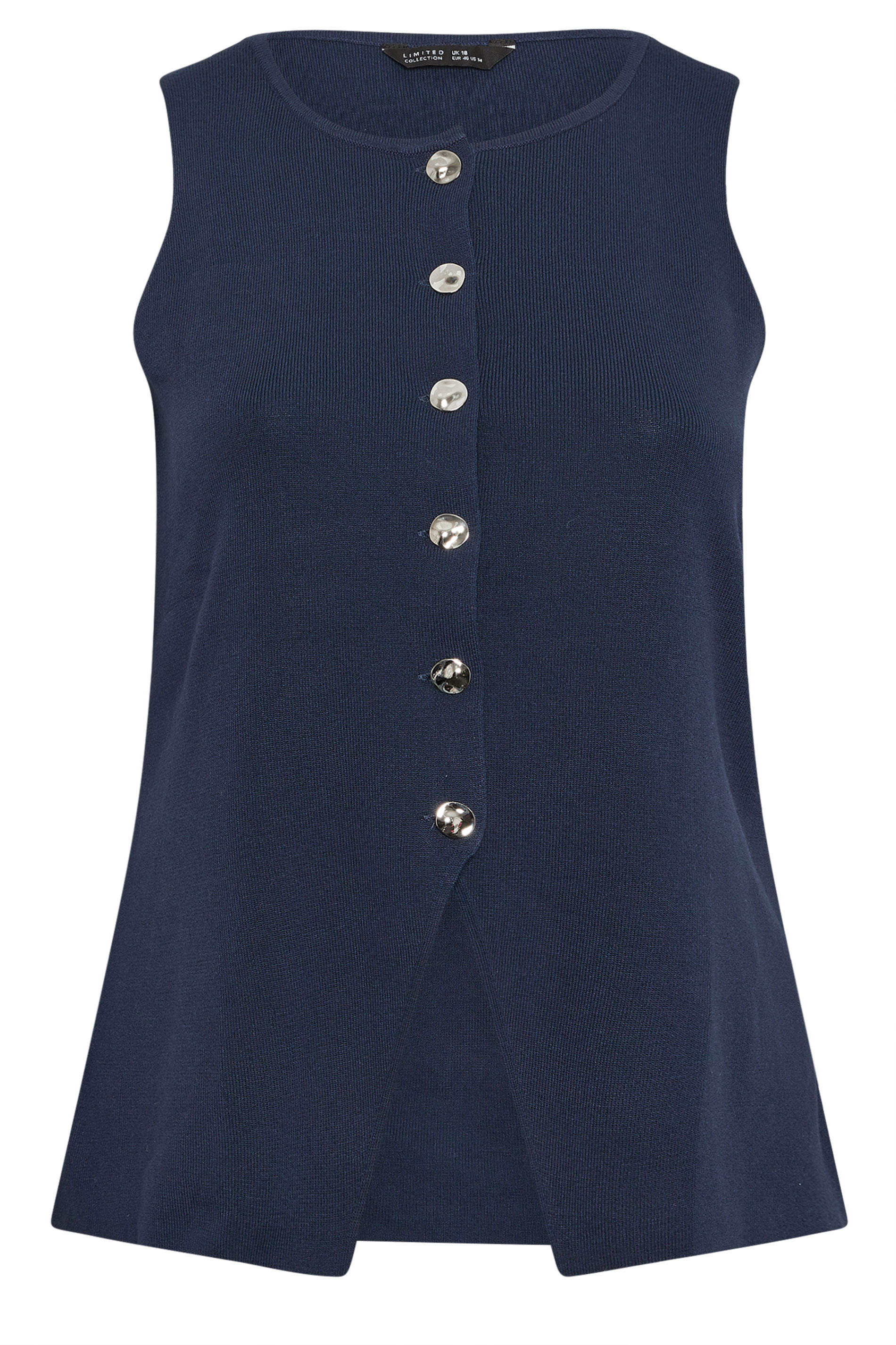 LIMITED COLLECTION Plus Size Navy Blue Knitted Waistcoat | Yours Clothing 5