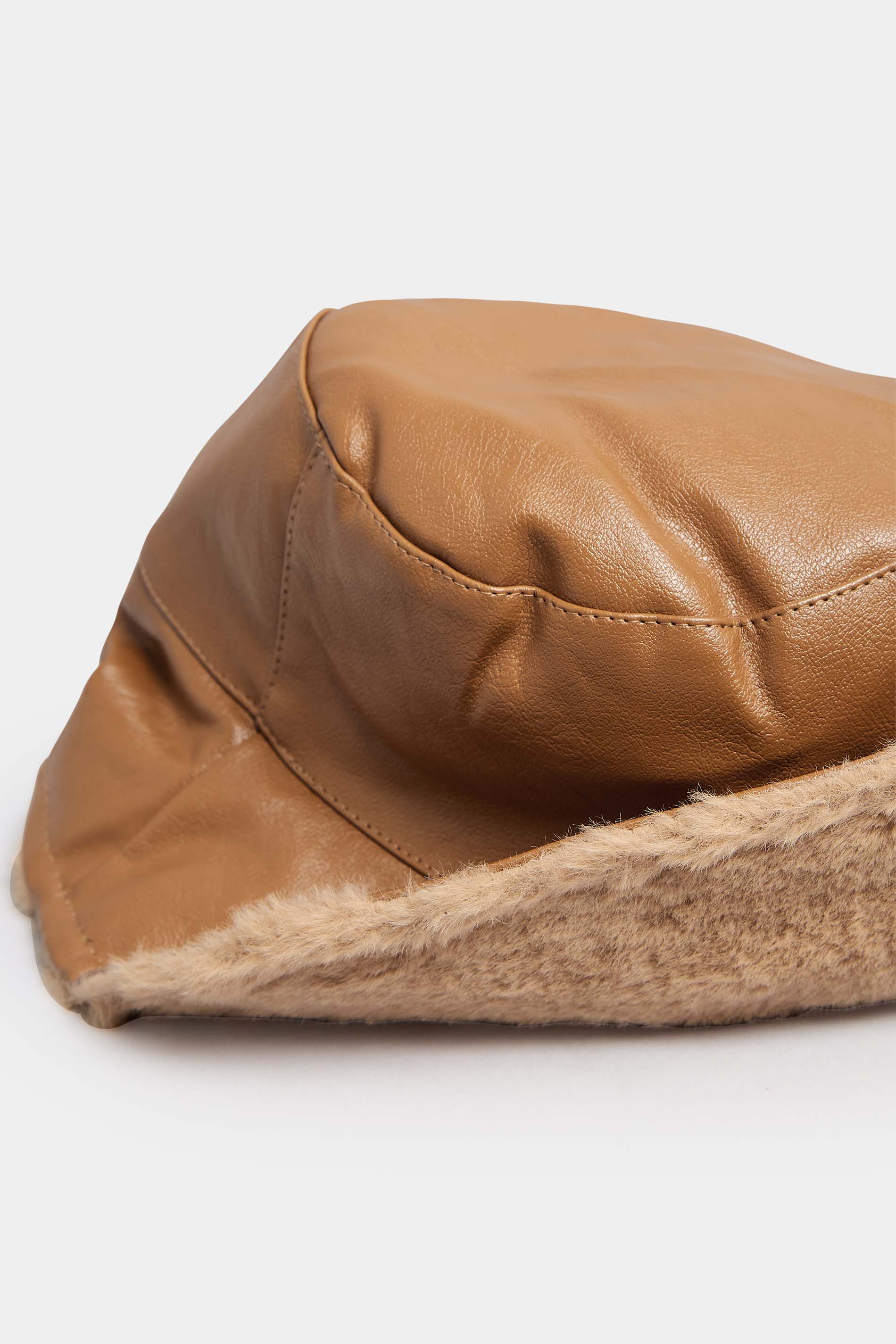 Tan Faux Leather Bucket Hat | Yours Clothing 3