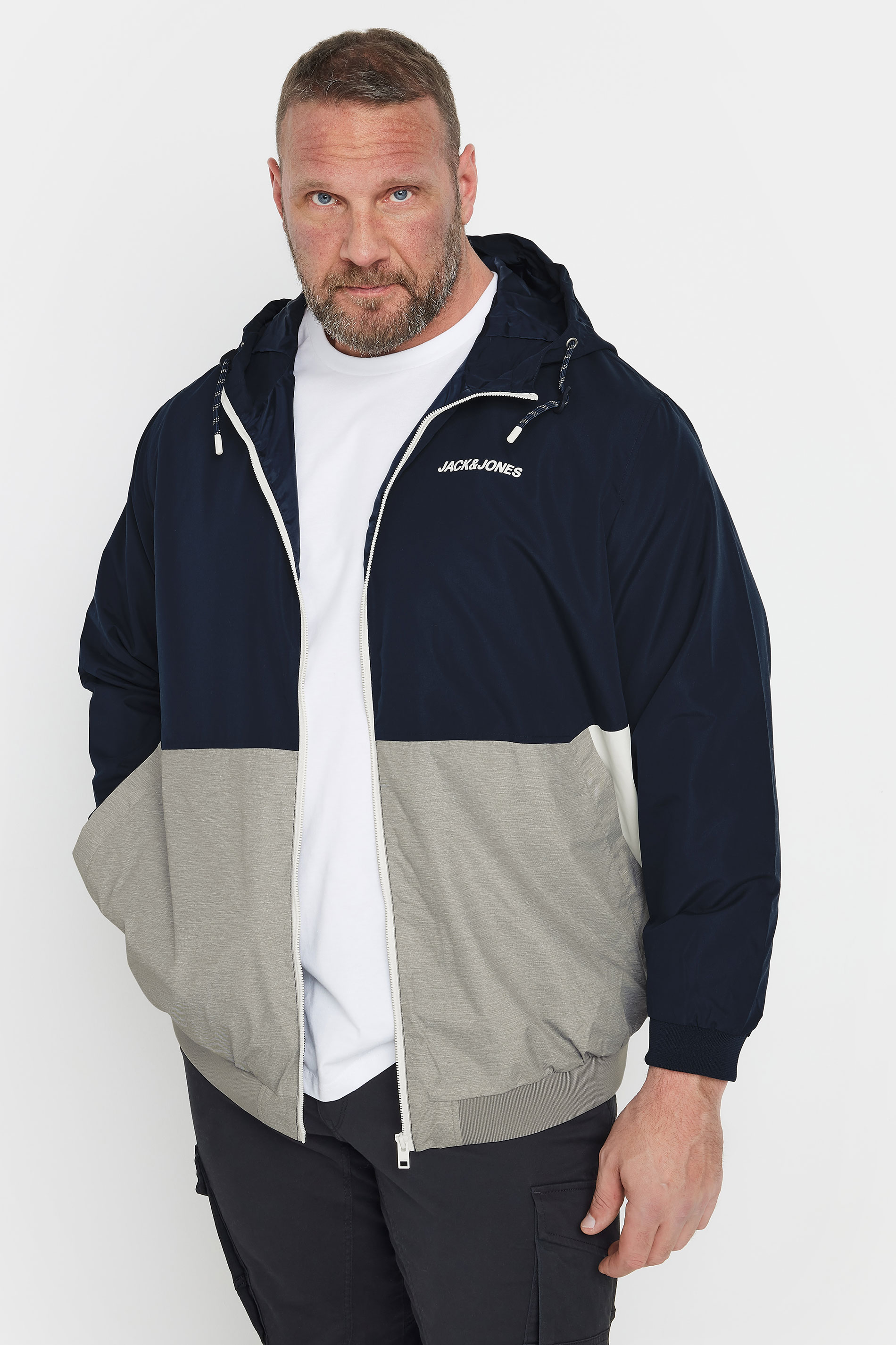 JACK & JONES Big & Tall Navy Blue Bomber Jacket | BadRhino 2