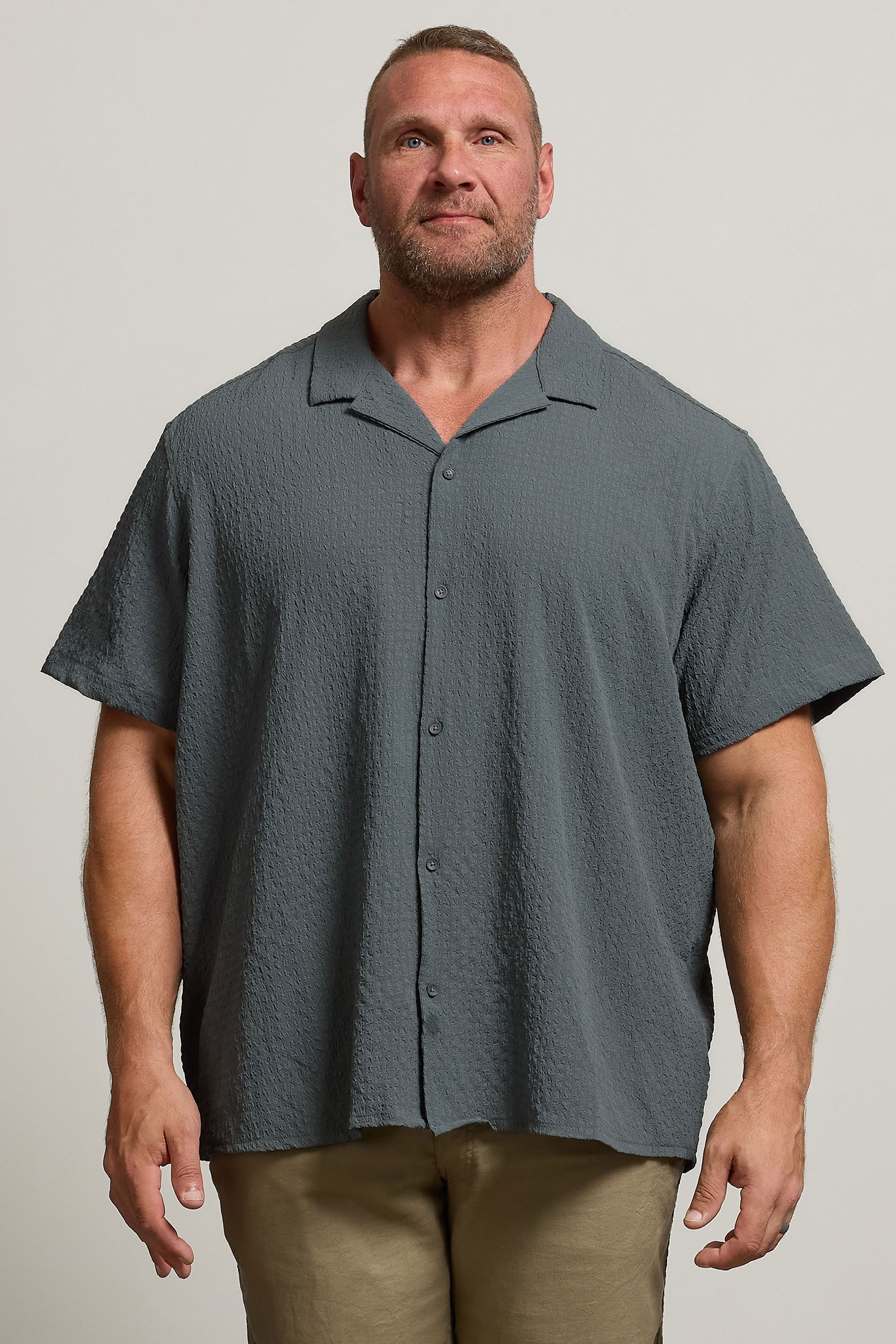 JACK & JONES Big & Tall Green Textured Resort Shirt | BadRhino 3