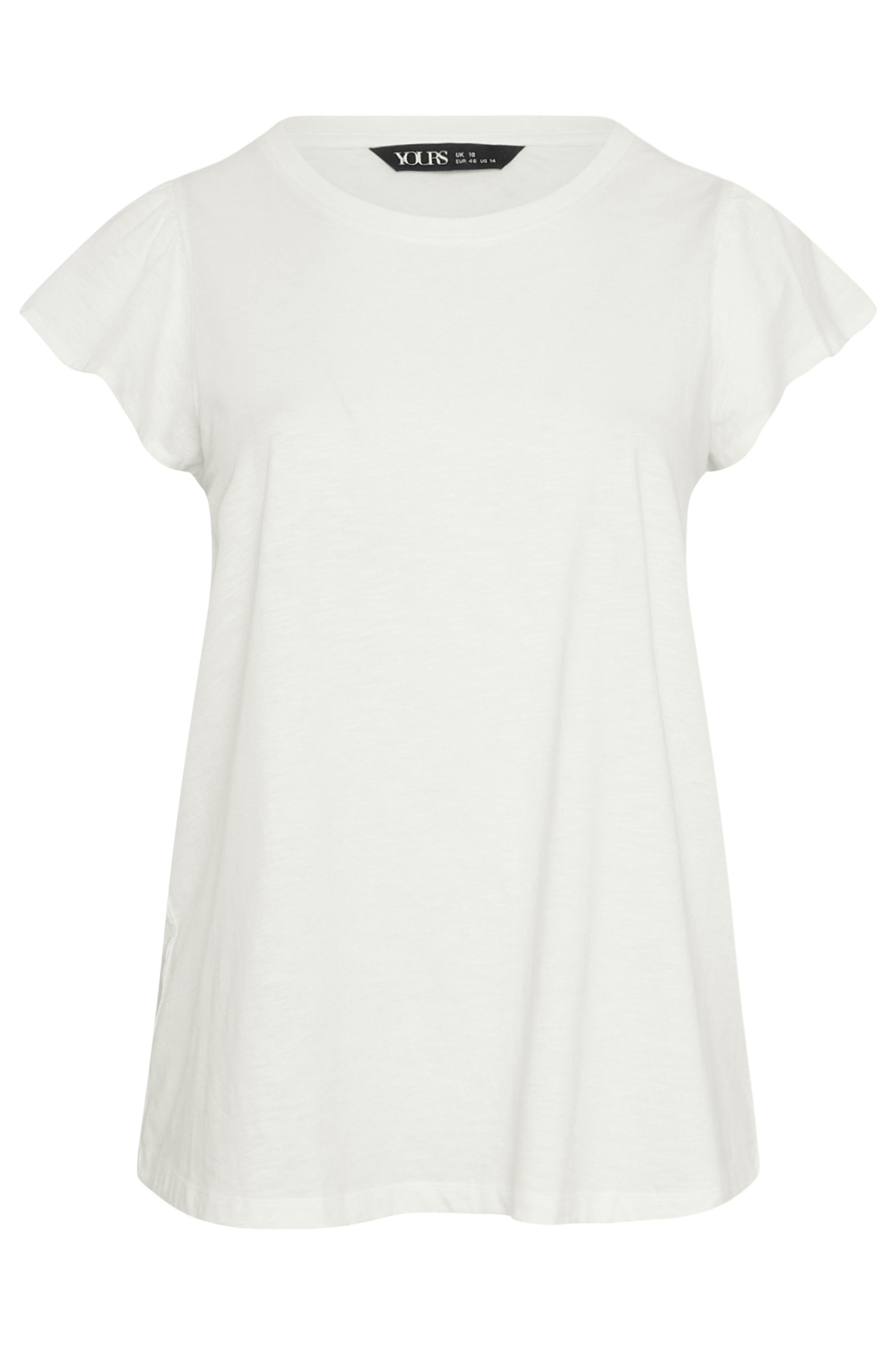 YOURS Plus Size Curve White Frill Short Sleeve T-Shirt | Yours Clothing 5