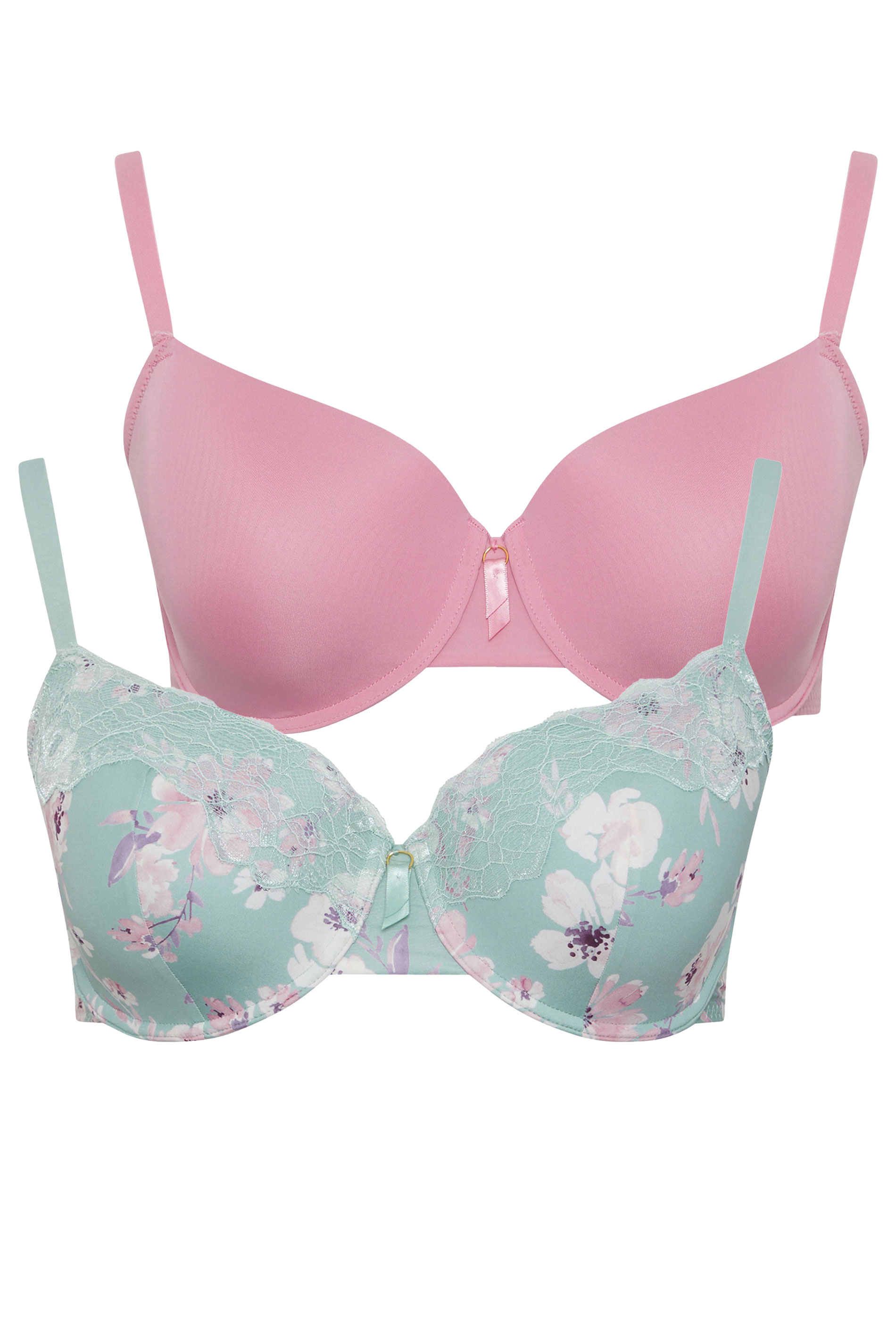 YOURSET 2 PACK Plus Size Green Floral Print T-Shirt Bras | Yours Clothing 8
