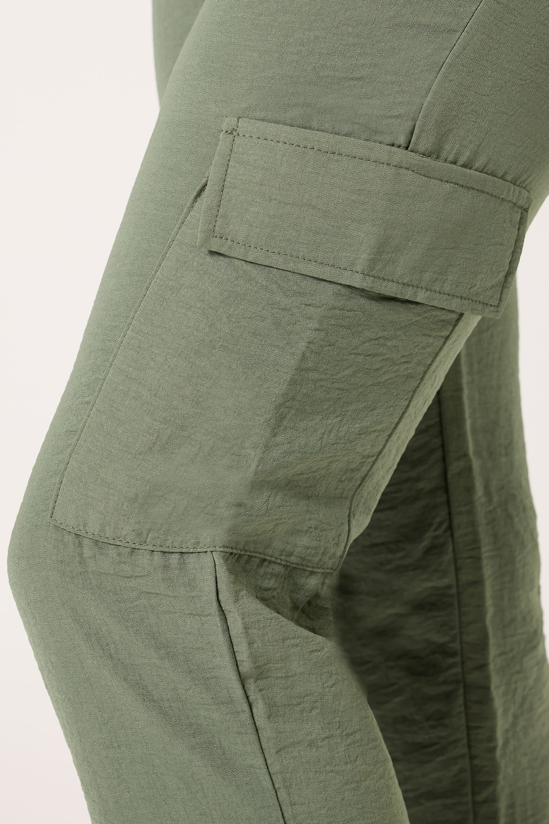 LTS Tall Women's Khaki Green Textured Cuffed Cargo Trousers | Long Tall Sally 4