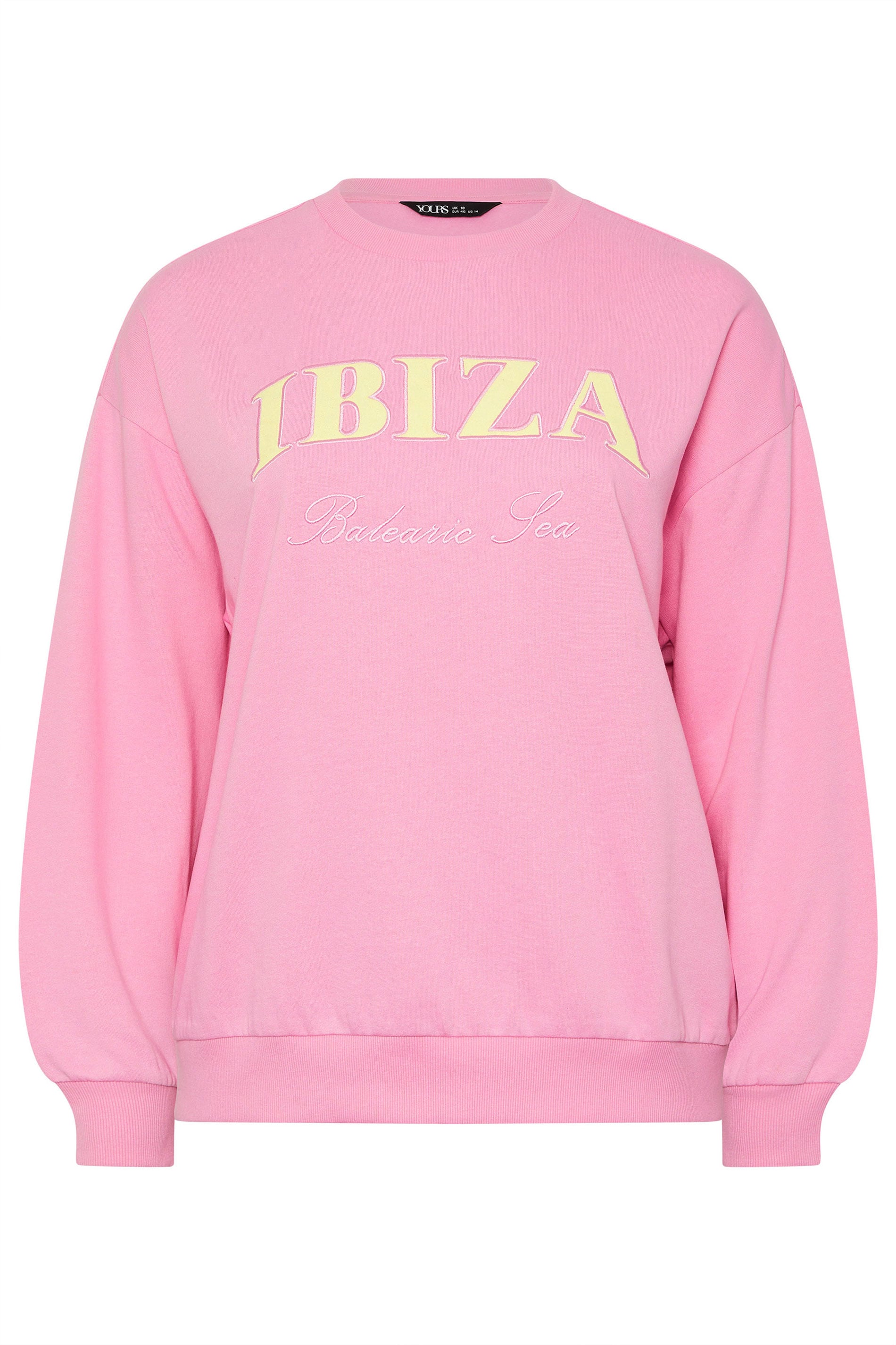 YOURS Plus Size Pink 'Ibiza' Slogan Sweatshirt | Yours Clothing 5