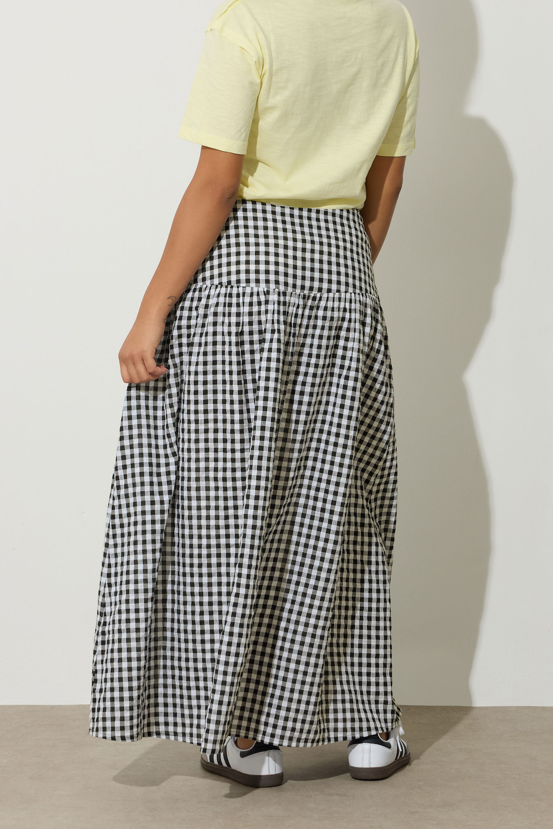 PixieGirl Petite Women's Black Gingham Print Maxi Skirt | PixieGirl 2