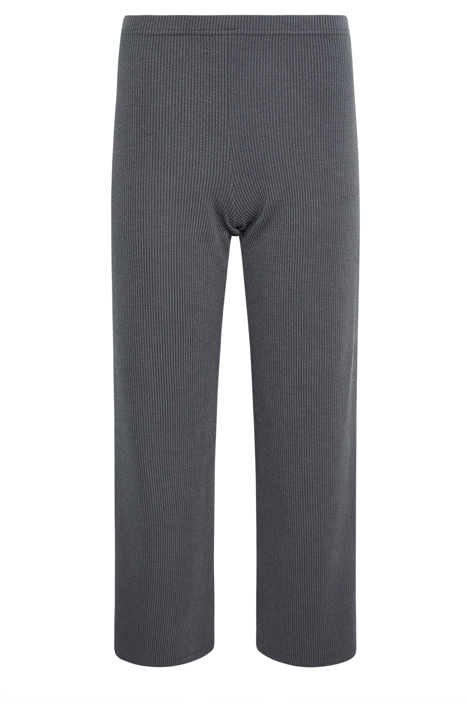 PixieGirl Petite Women's Charcoal Grey Textured Wide Leg Trousers | PixieGirl 5
