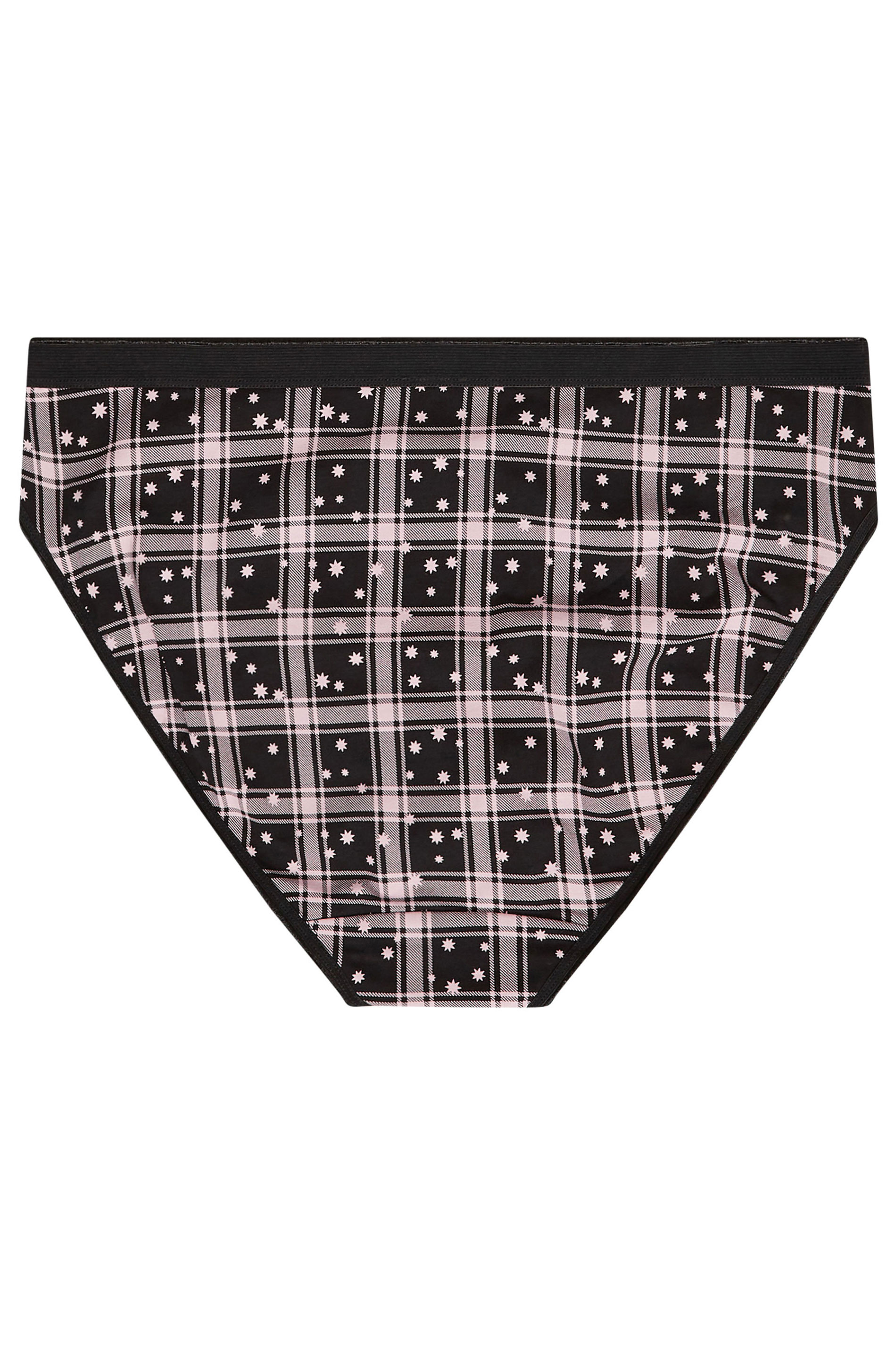 YOURSET 5 PACK Plus Size Black & Pink Check Print High Leg Knickers | Yours Clothing  7