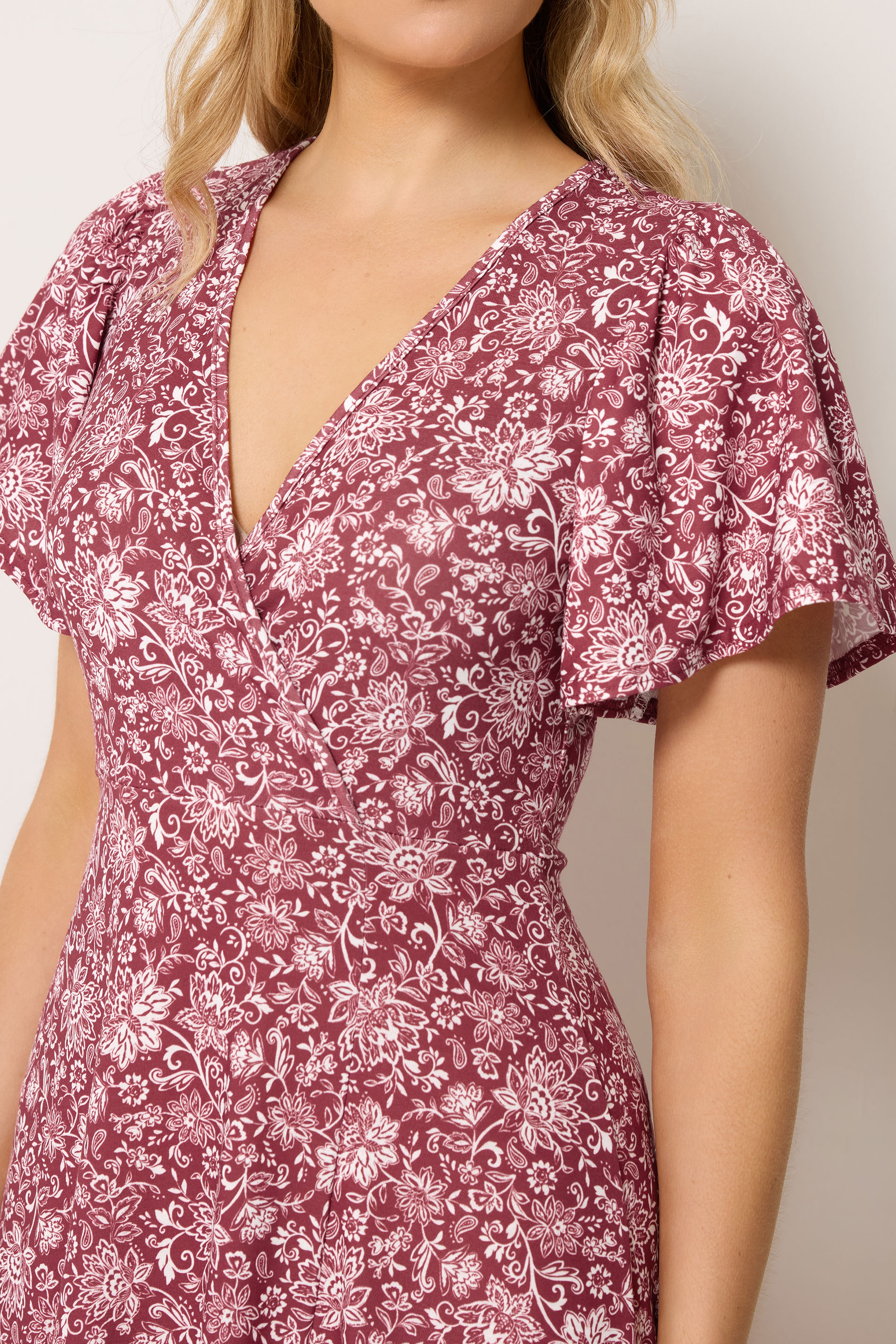 LTS Tall Women's Burgundy Red Paisley Wrap Maxi Dress | Long Tall Sally 4