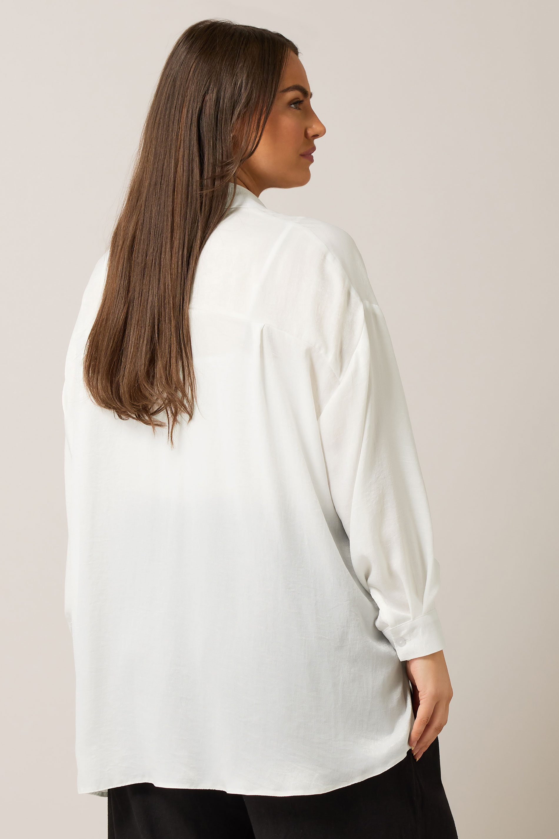 EVANS Plus Size White Metallic Button Through Shirt | Evans 2