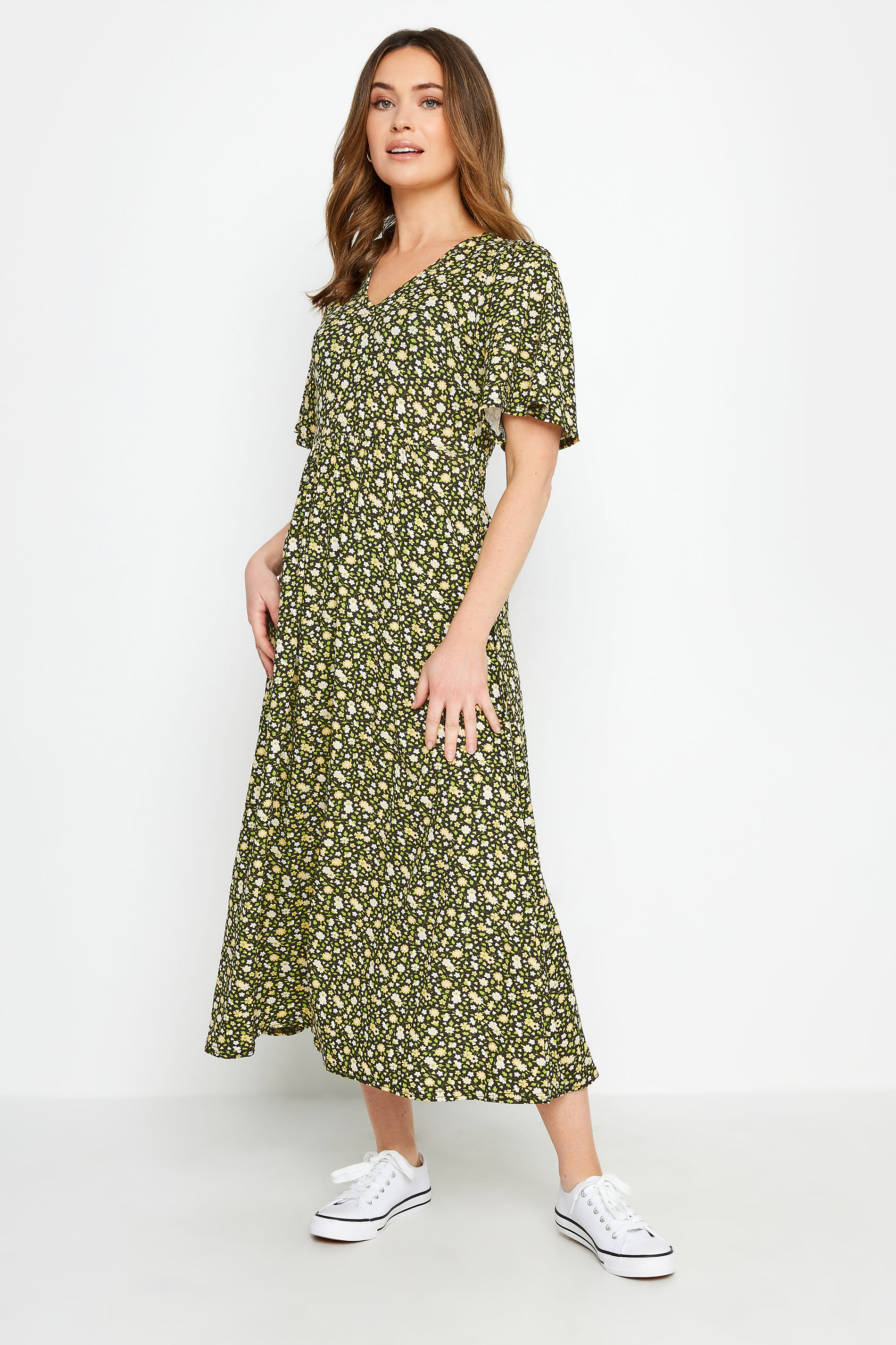 M&Co Petite Green & Yellow Ditsy Floral Print Dress | M&Co