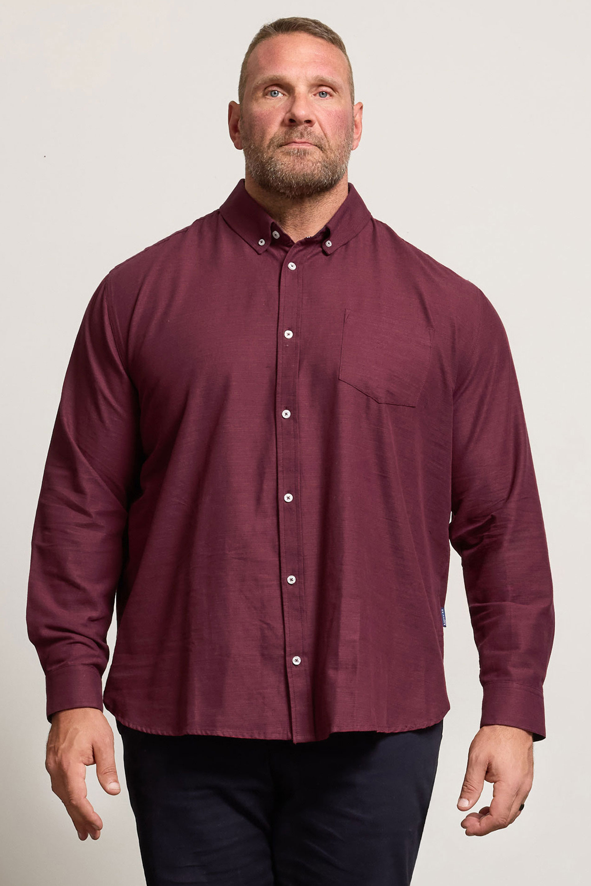 BadRhino Big & Tall Burgundy Red Long Sleeve Slub Shirt | BadRhino 1