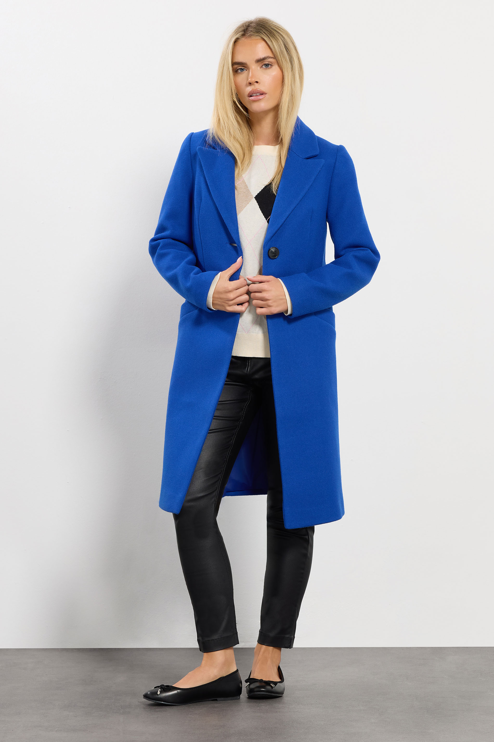 M&Co Petite Cobalt Blue Single Breasted Formal Coat | M&Co 1