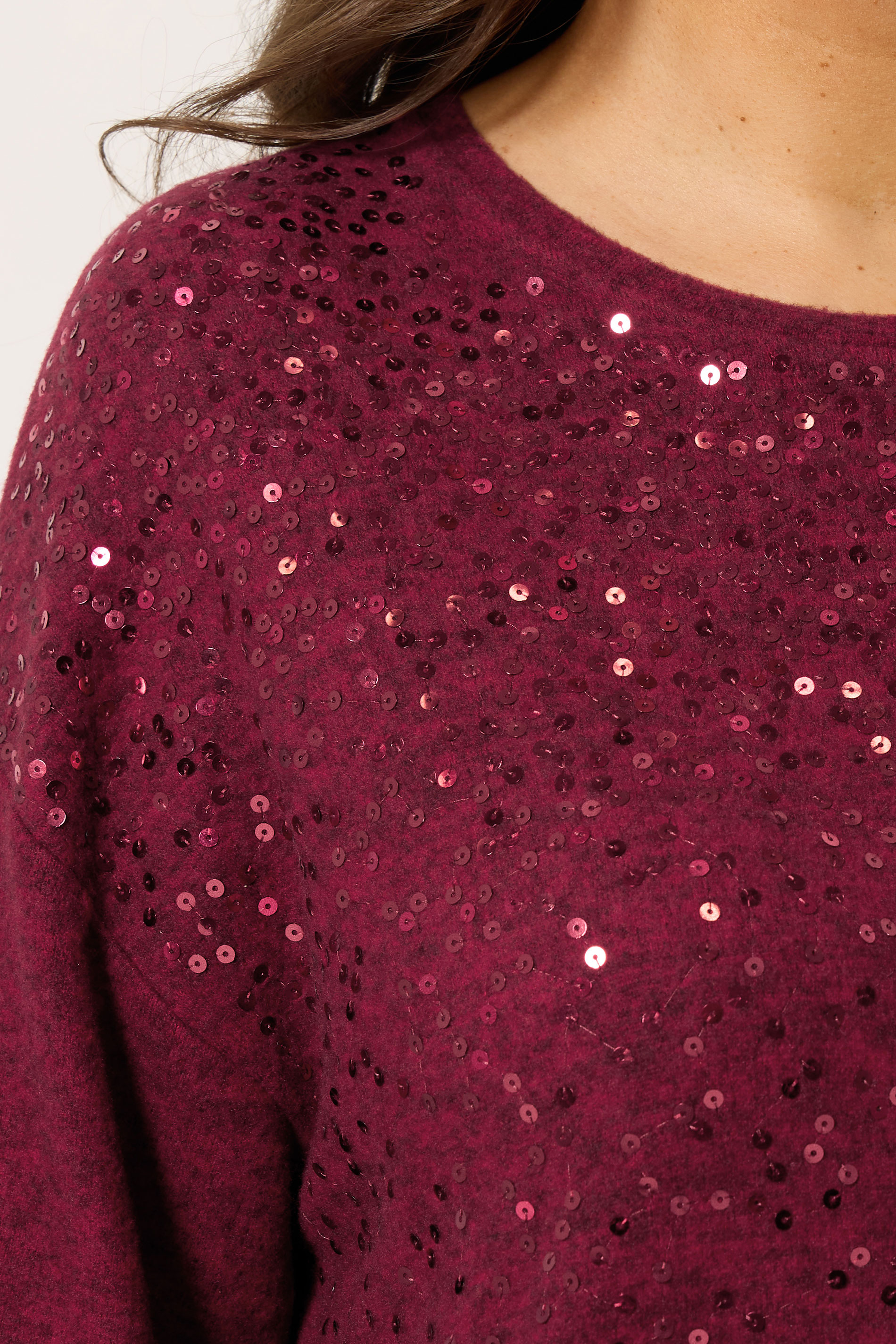 EVANS Plus Size Red Sequin Embellished Knitted Top | Evans 4