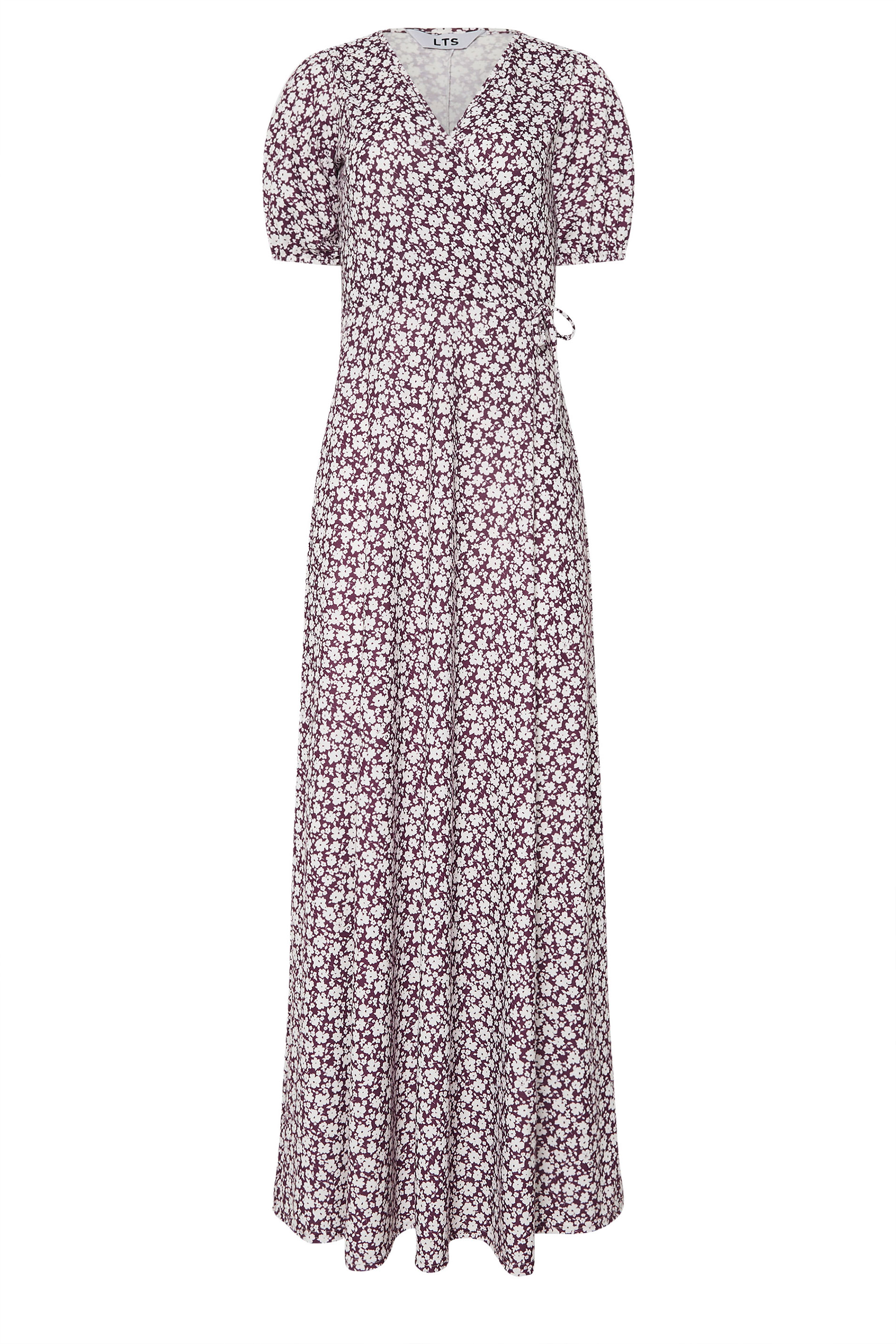 LTS Tall Berry Red Ditsy Floral Print Wrap Maxi Dress | Long Tall Sally 5