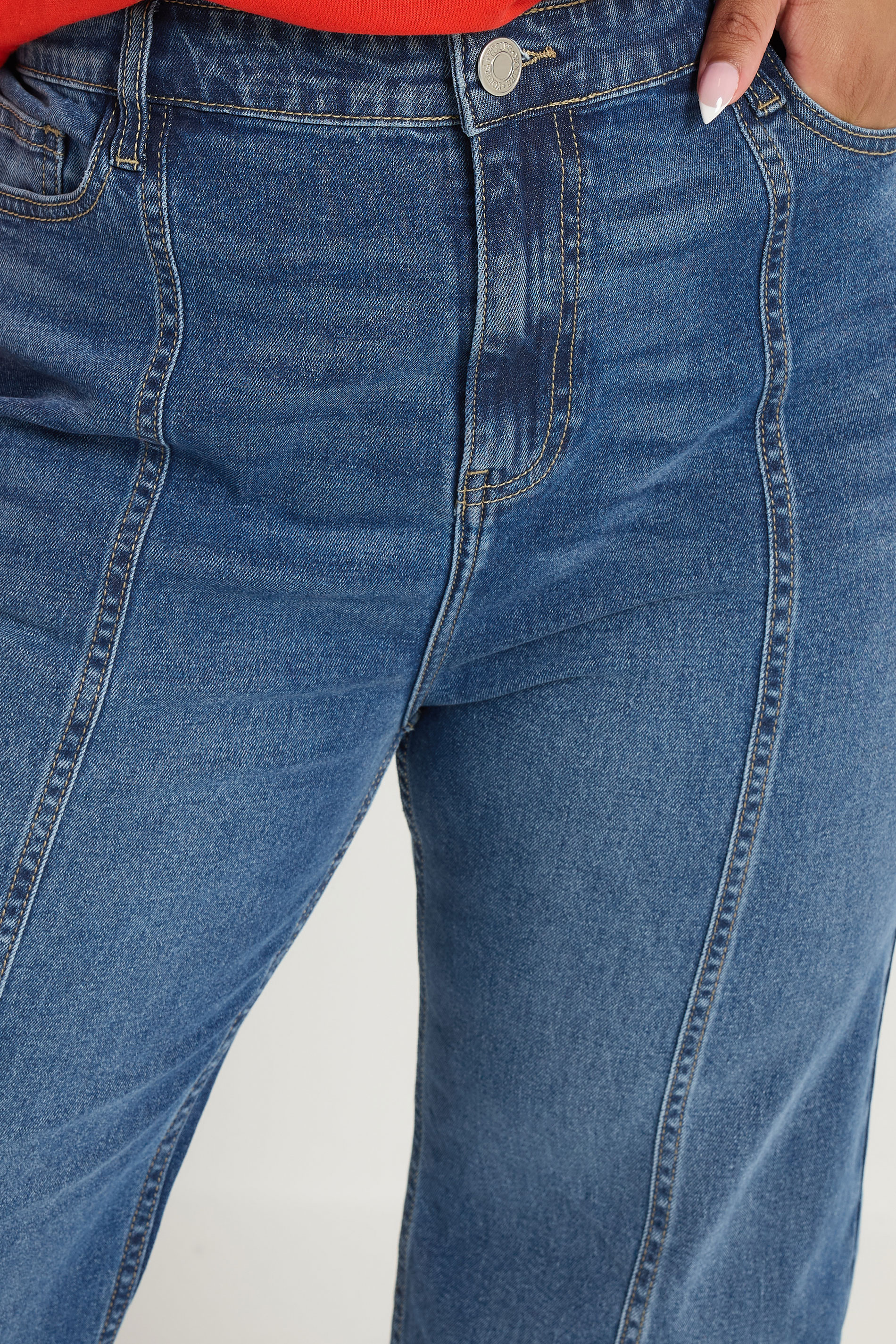 YOURS Plus Size Blue Front Seam Wide Leg Jeans | Yours Clothing 4