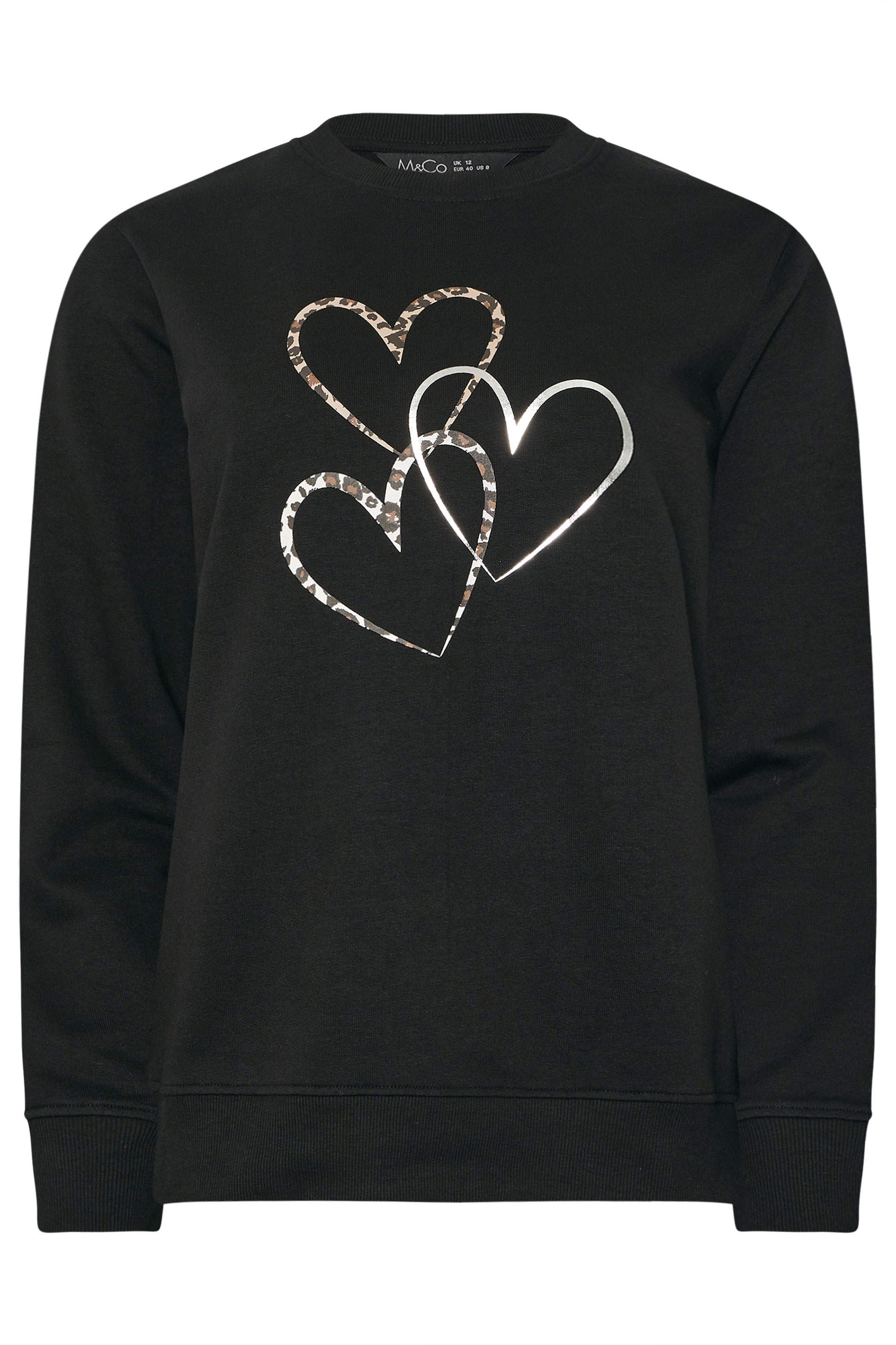 M&Co Black Multi Animal Print Heart Sweatshirt | M&Co 6