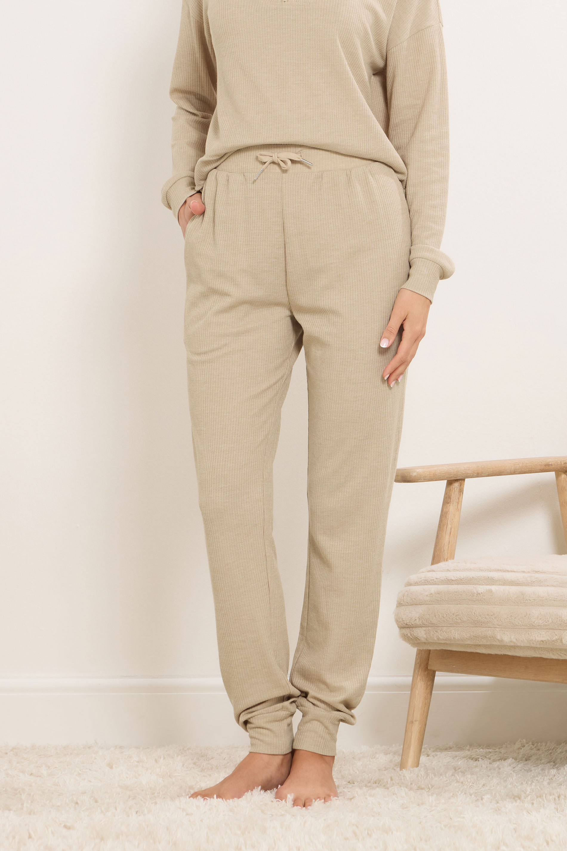 LTS Tall Beige Brown Waffle Lounge Trousers | Long Tall Sally 1