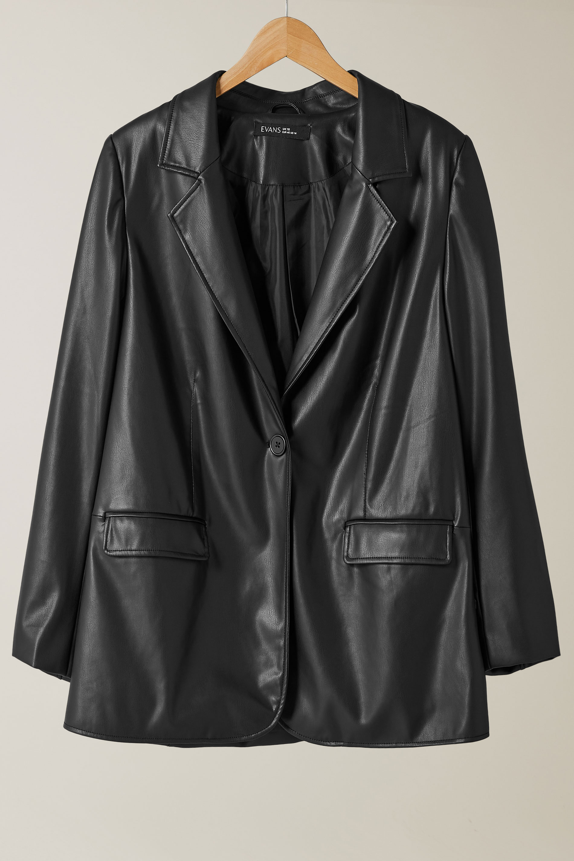 EVANS Plus Size Black Faux Leather Blazer | Evans 6