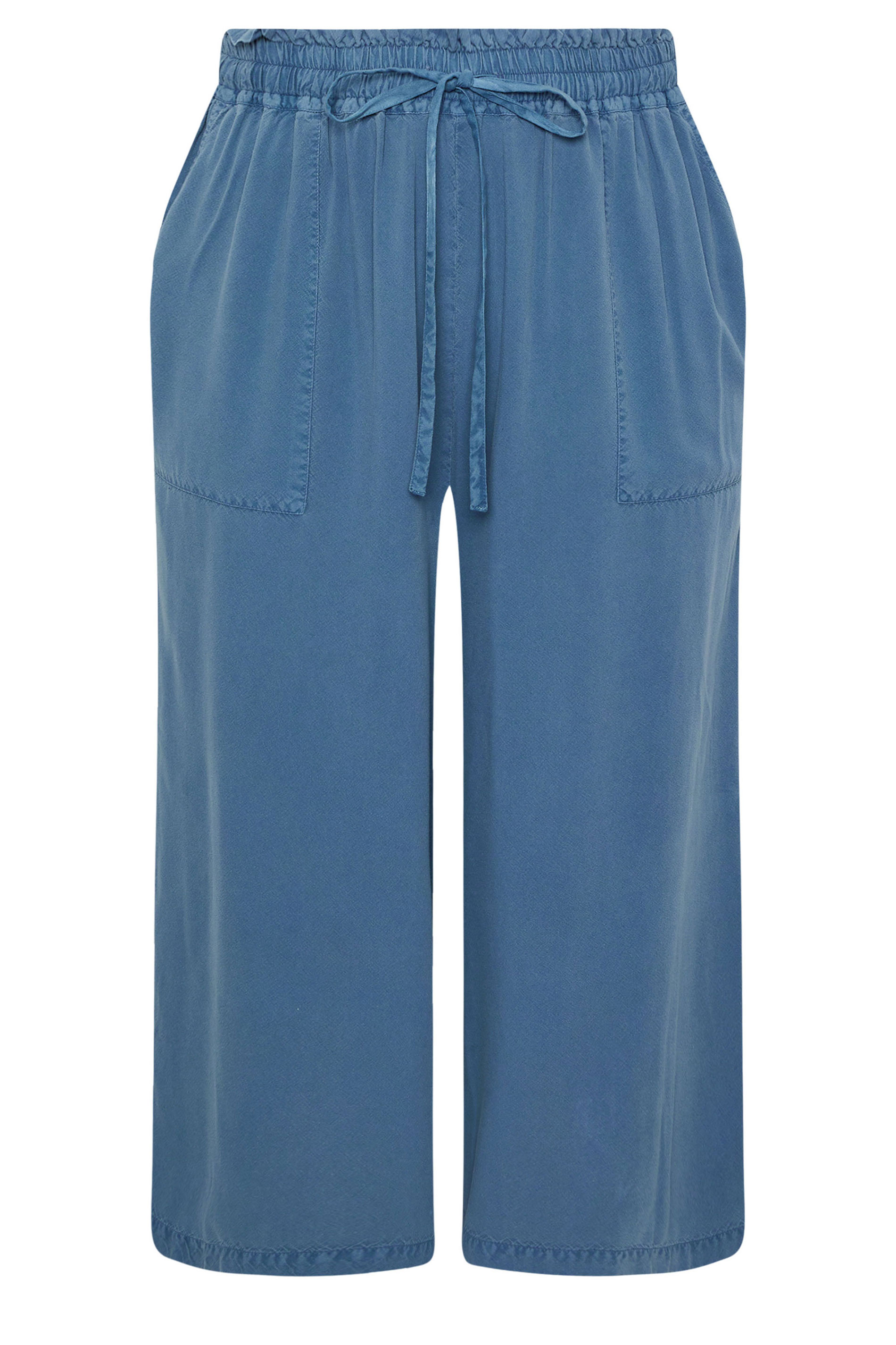 YOURS Plus Size Mid Blue Chambray Culottes | Yours Clothing 5